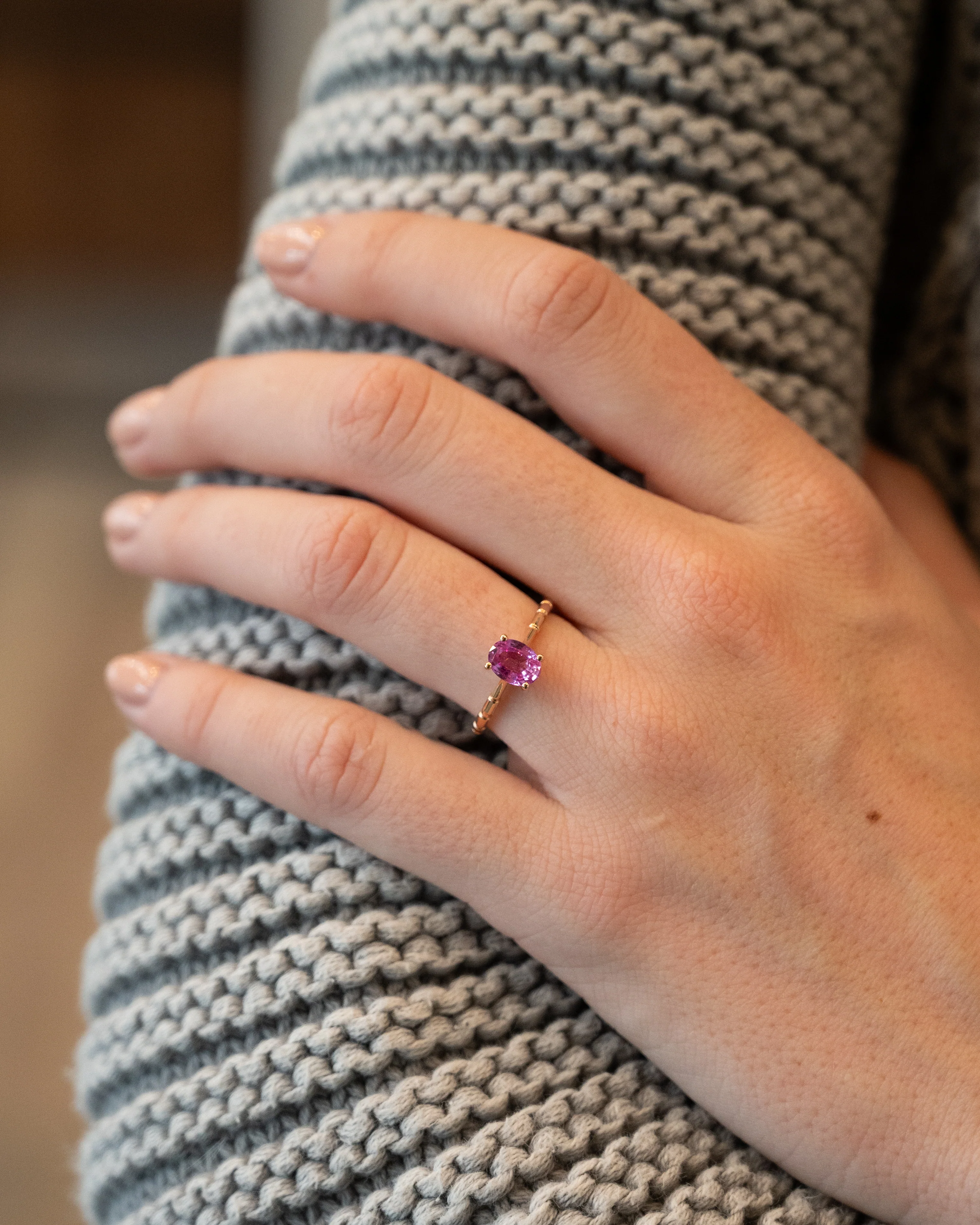 1.25 Oval Pink Sapphire Solitaire Ring 18k Rose Gold - Image 7