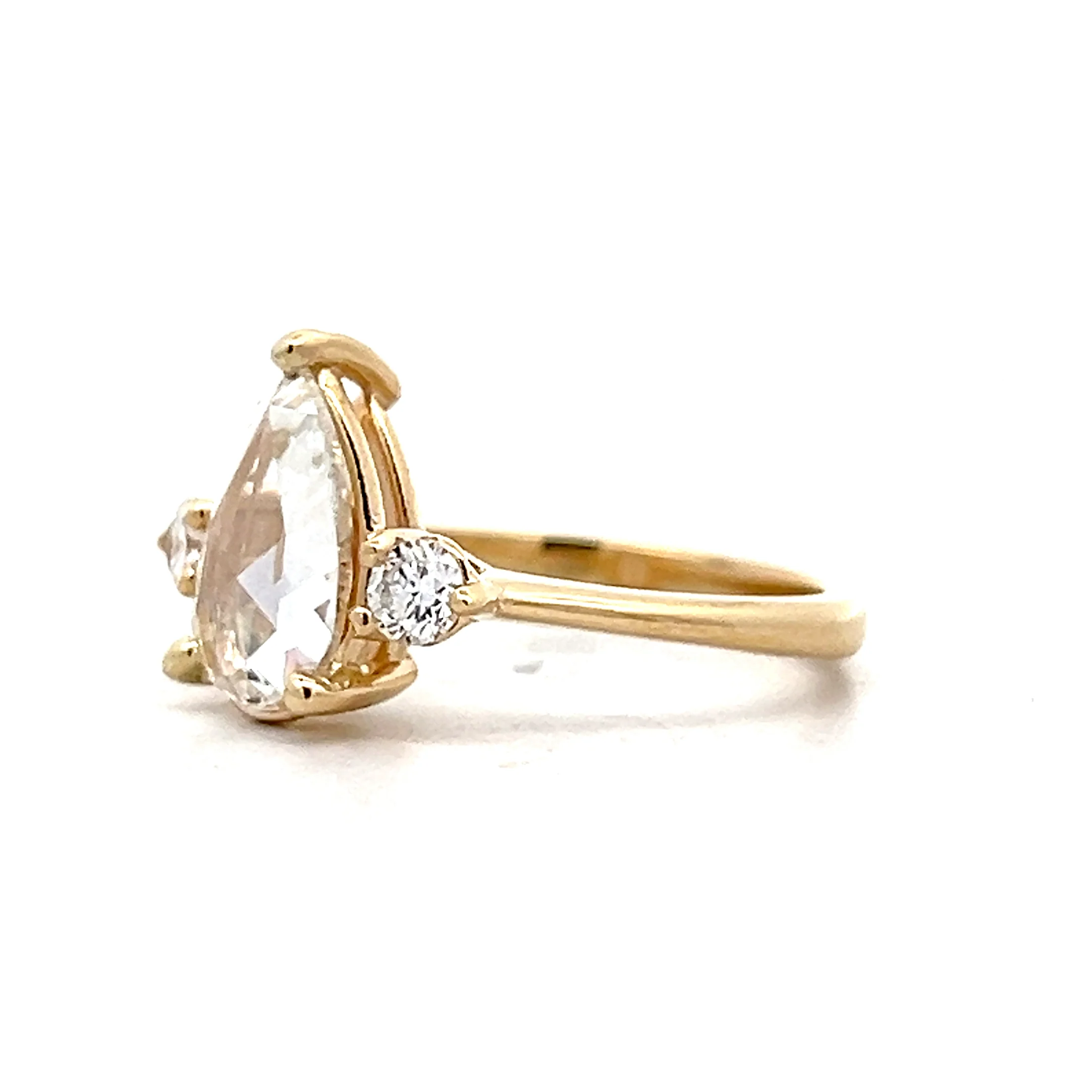 1.25 Pear Rose Cut Diamond Engagement Ring in 14k - Image 2