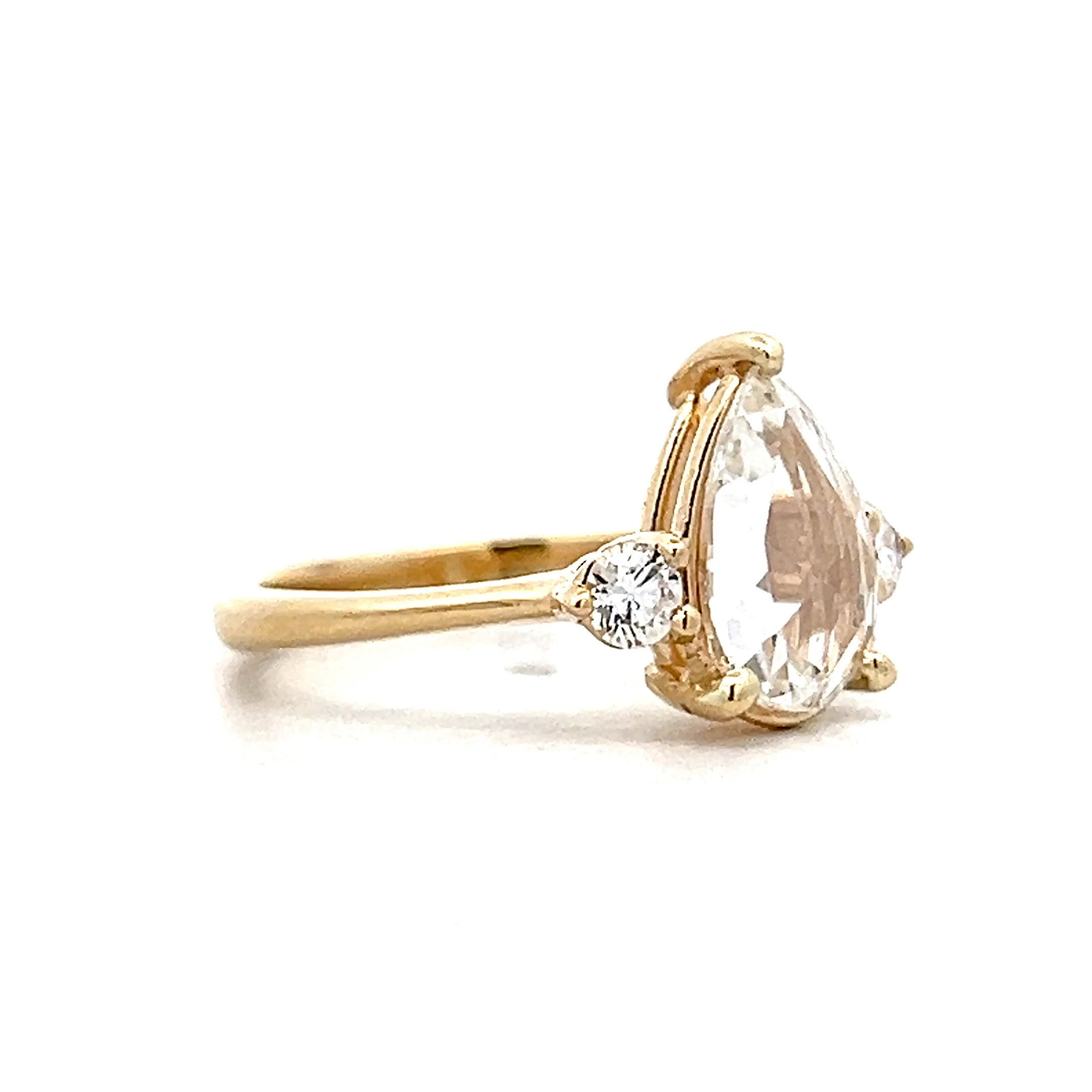 1.25 Pear Rose Cut Diamond Engagement Ring in 14k - Image 3
