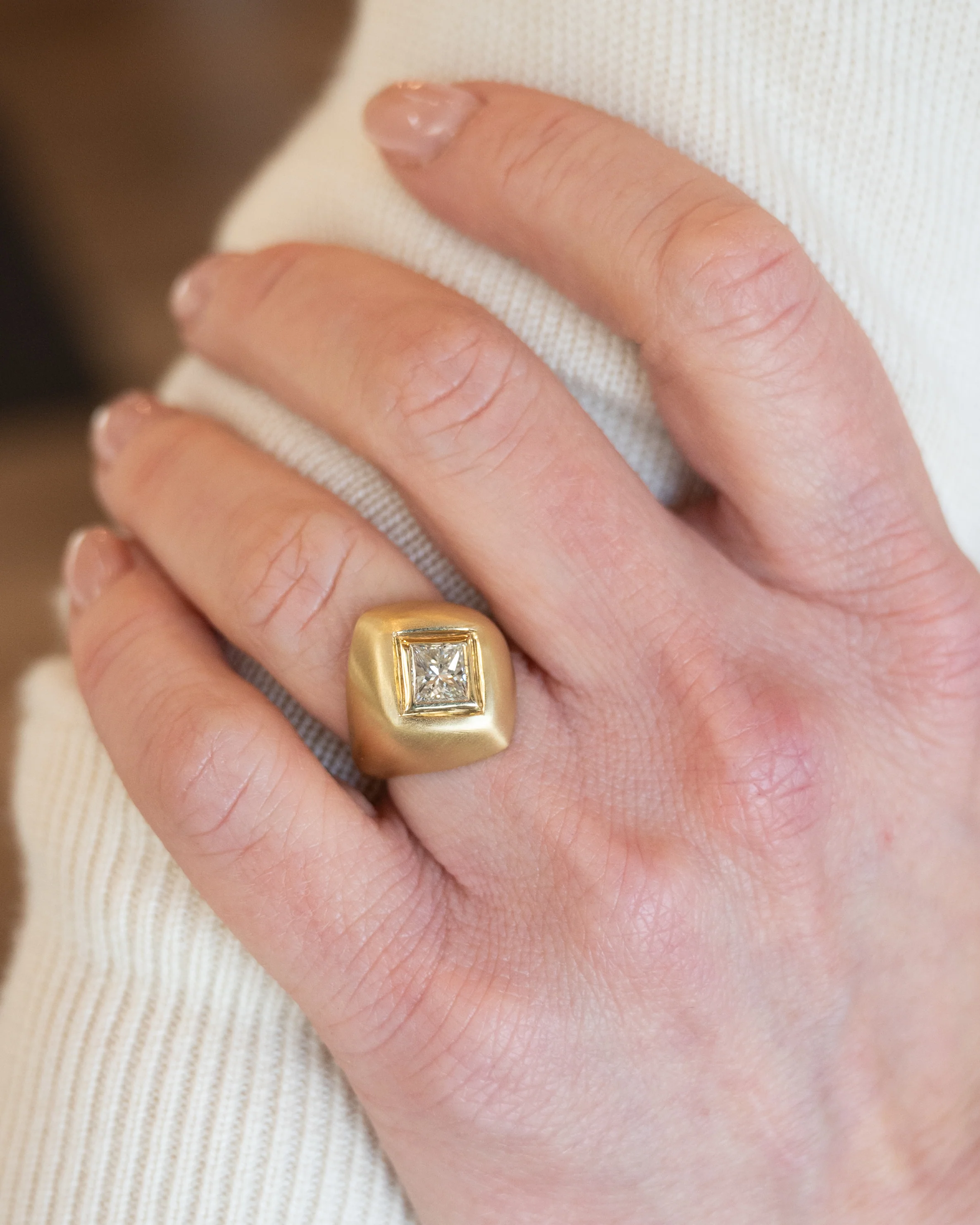 1.25 Princess Diamond Cocktail Ring 18k Yellow Gold - Image 7
