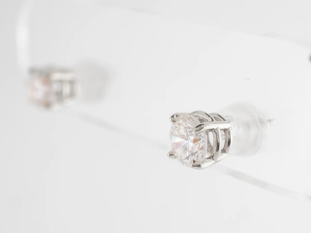 1.25 Simple Diamond Earring Studs in 14k White Gold - Image 2