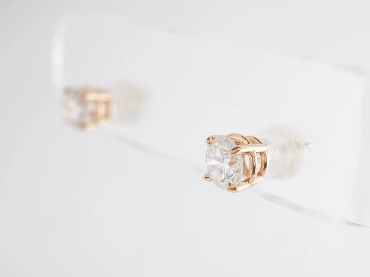 1.25 Simple Diamond Earring Studs in 14k Yellow Gold - Image 2