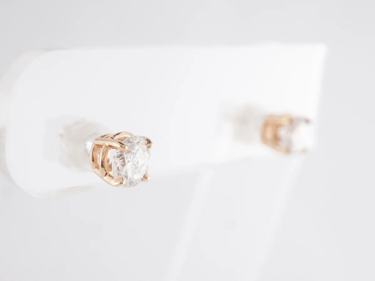 1.25 Simple Diamond Earring Studs in 14k Yellow Gold - Image 3