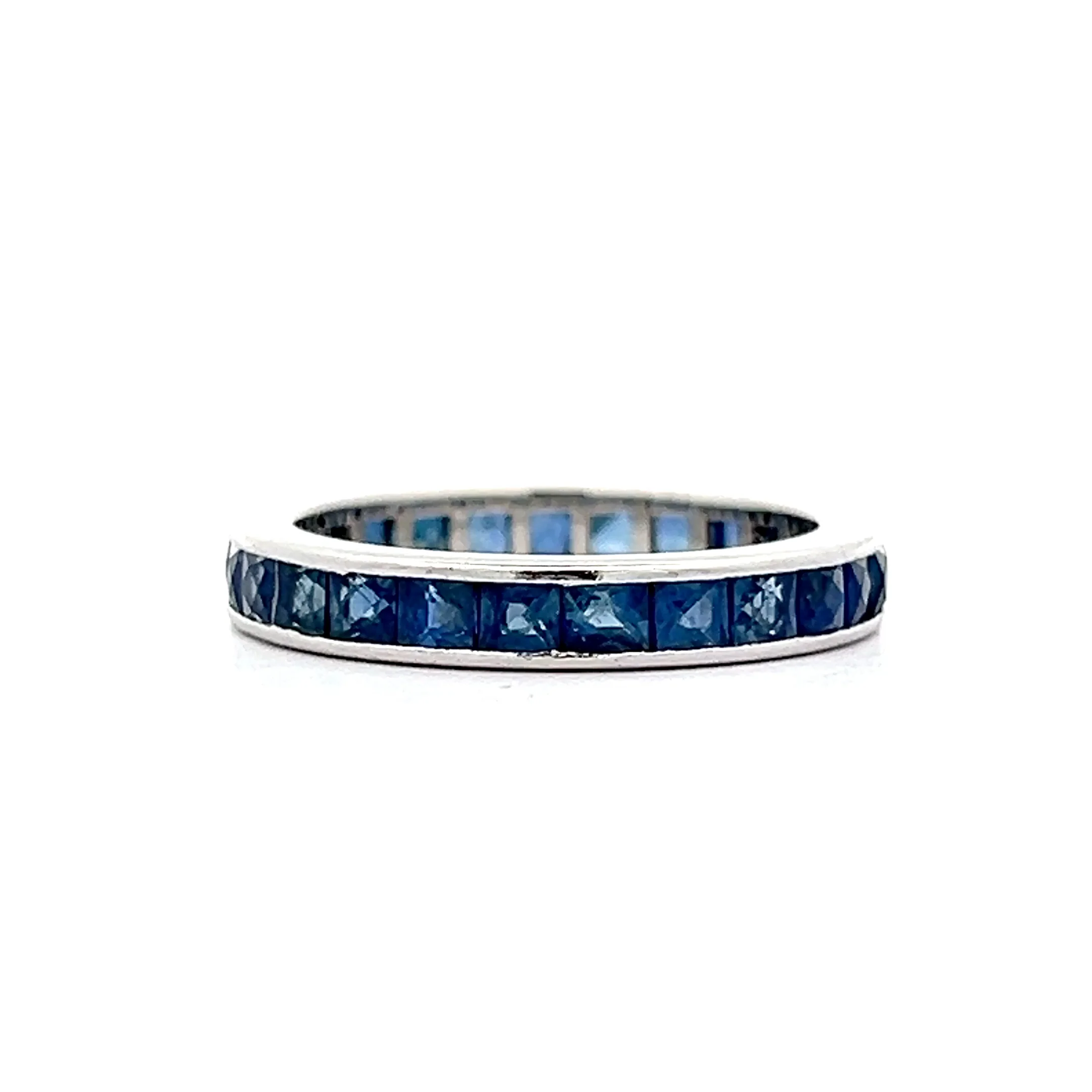 1.25 Vintage French Cut Sapphire Eternity Band in Platinum