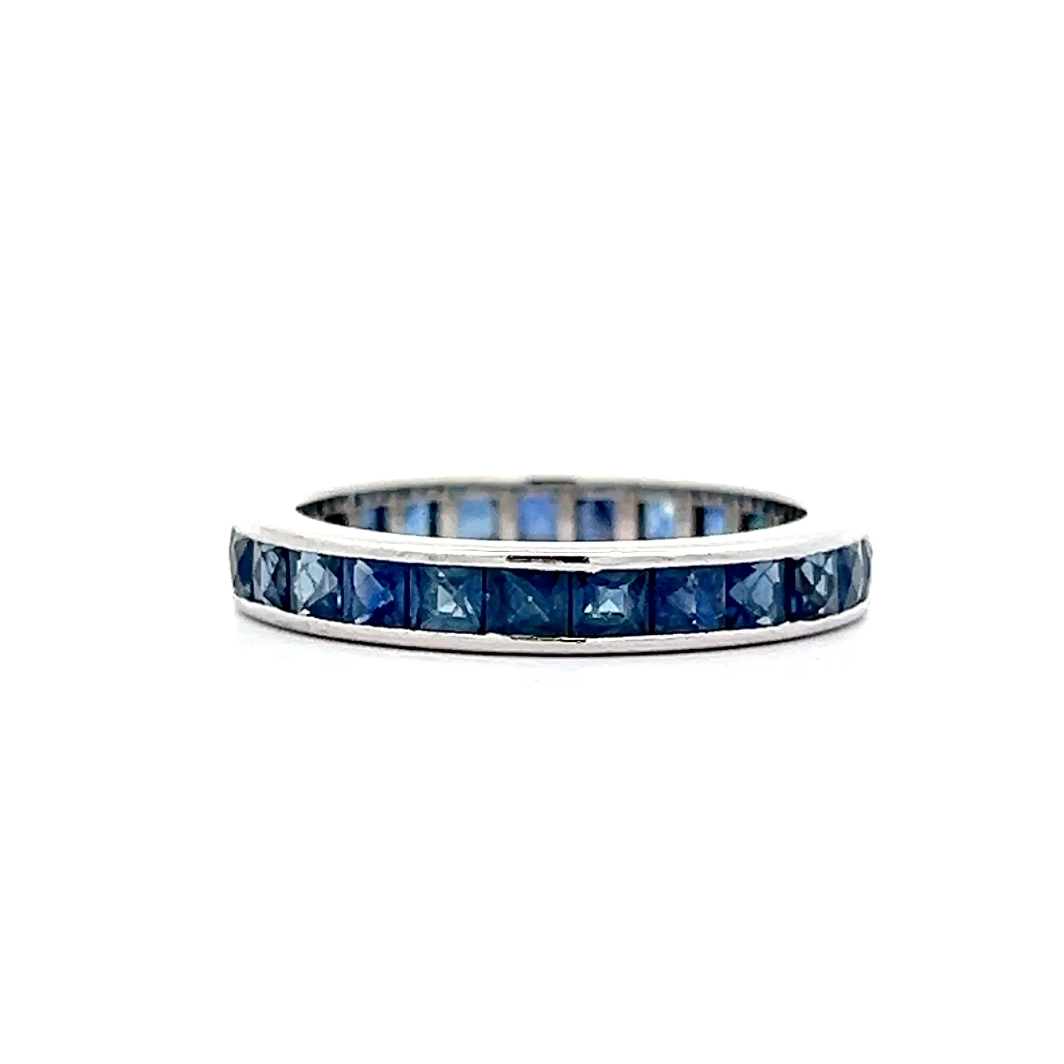1.25 Vintage French Cut Sapphire Eternity Band in Platinum - Image 2