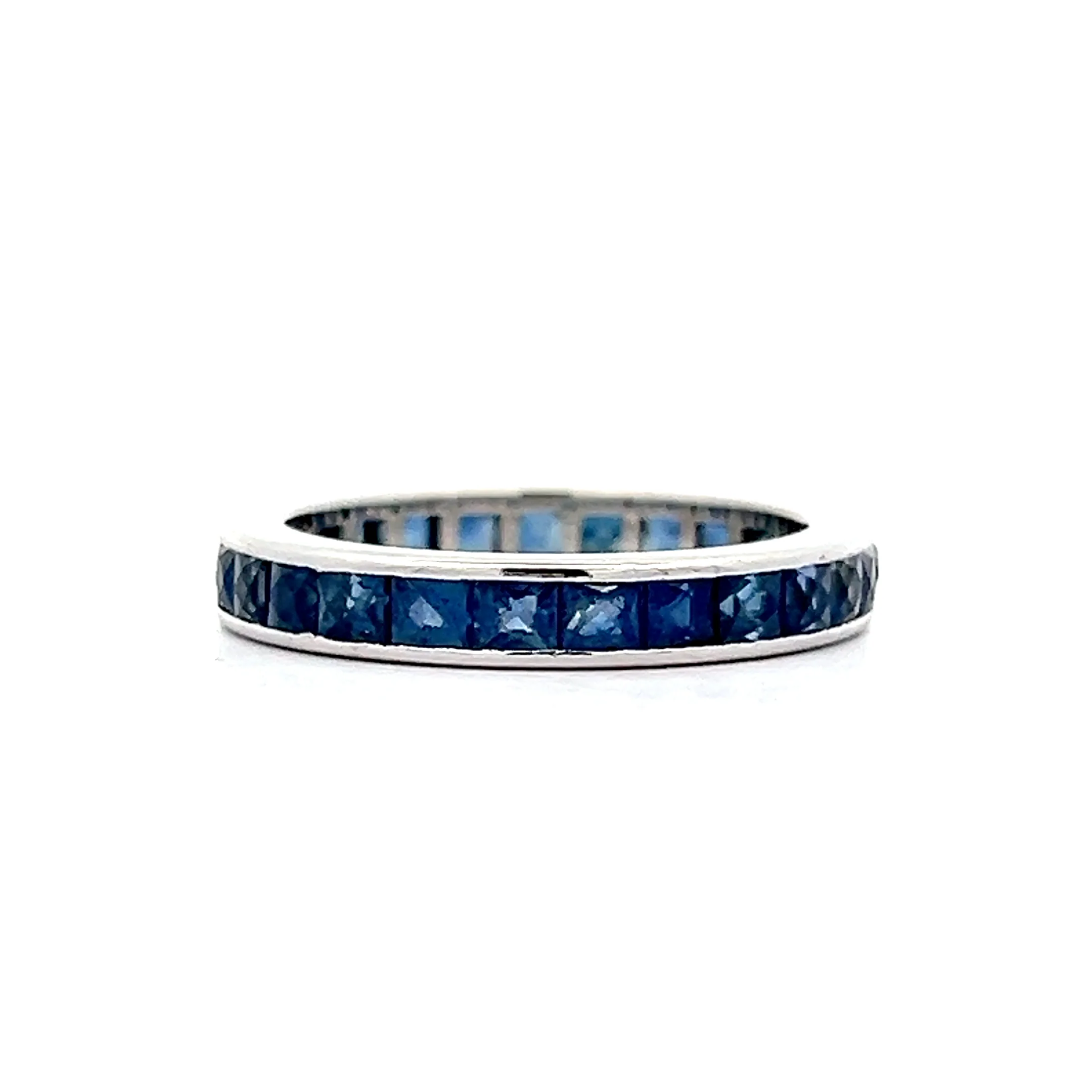 1.25 Vintage French Cut Sapphire Eternity Band in Platinum - Image 3