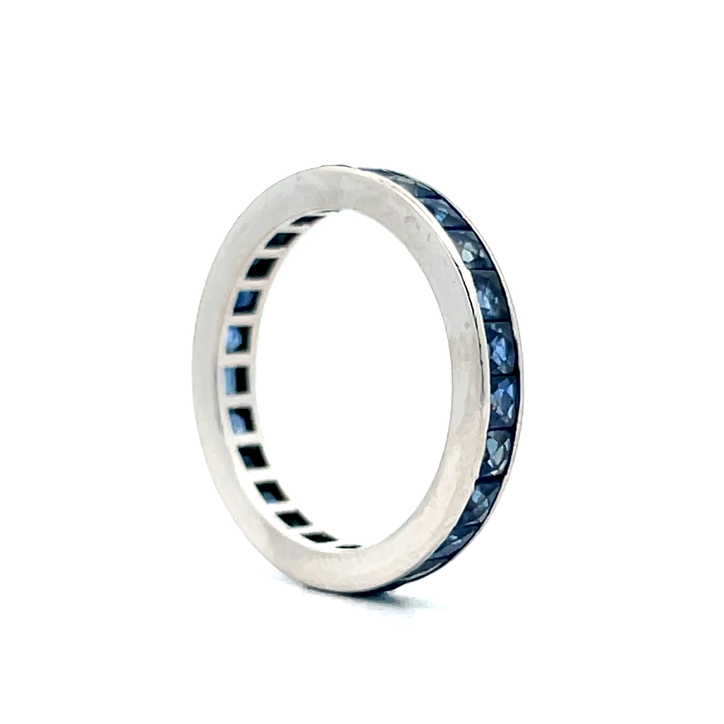 1.25 Vintage French Cut Sapphire Eternity Band in Platinum - Image 5