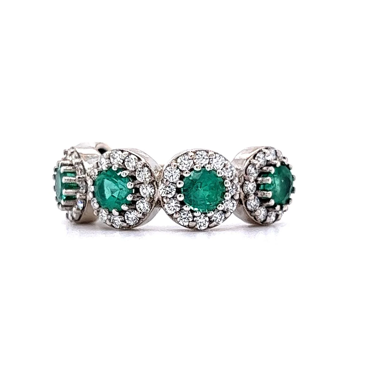 1.25 Emerald & Diamond Right Hand Ring in 14k White Gold - Image 2