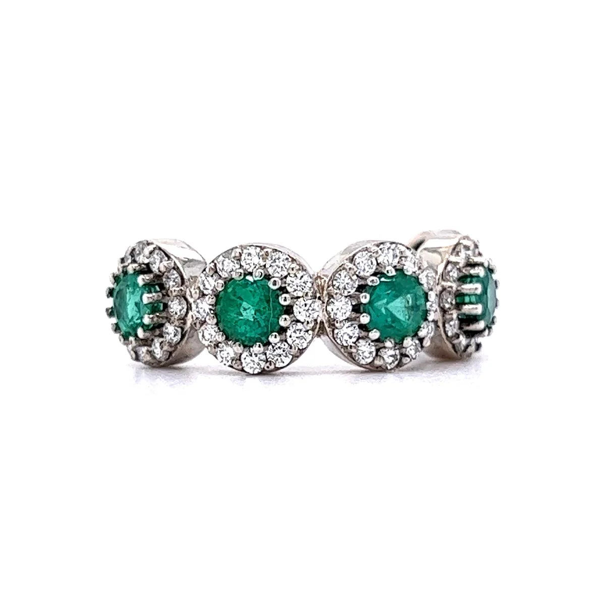 1.25 Emerald & Diamond Right Hand Ring in 14k White Gold - Image 3