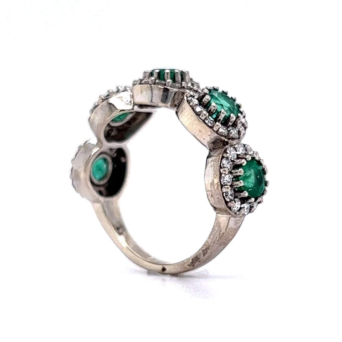 1.25 Emerald & Diamond Right Hand Ring in 14k White Gold - Image 5