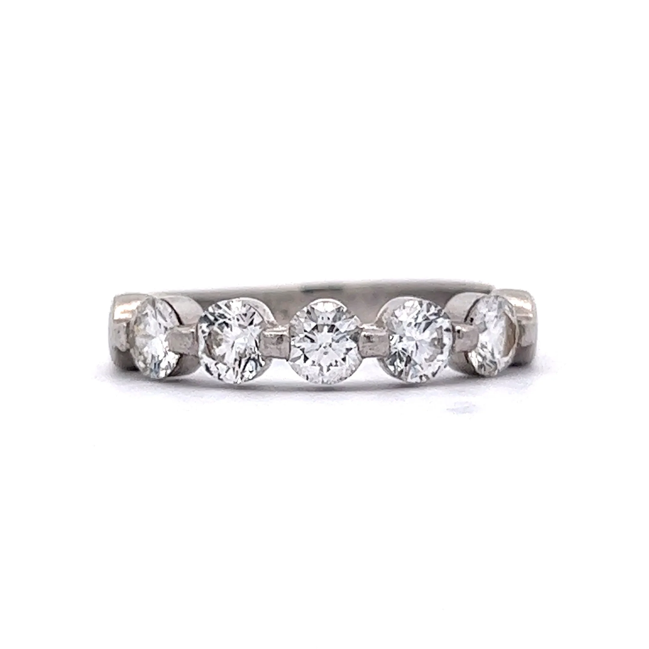 1.25 Diamond Five Stone Wedding Band in Platinum
