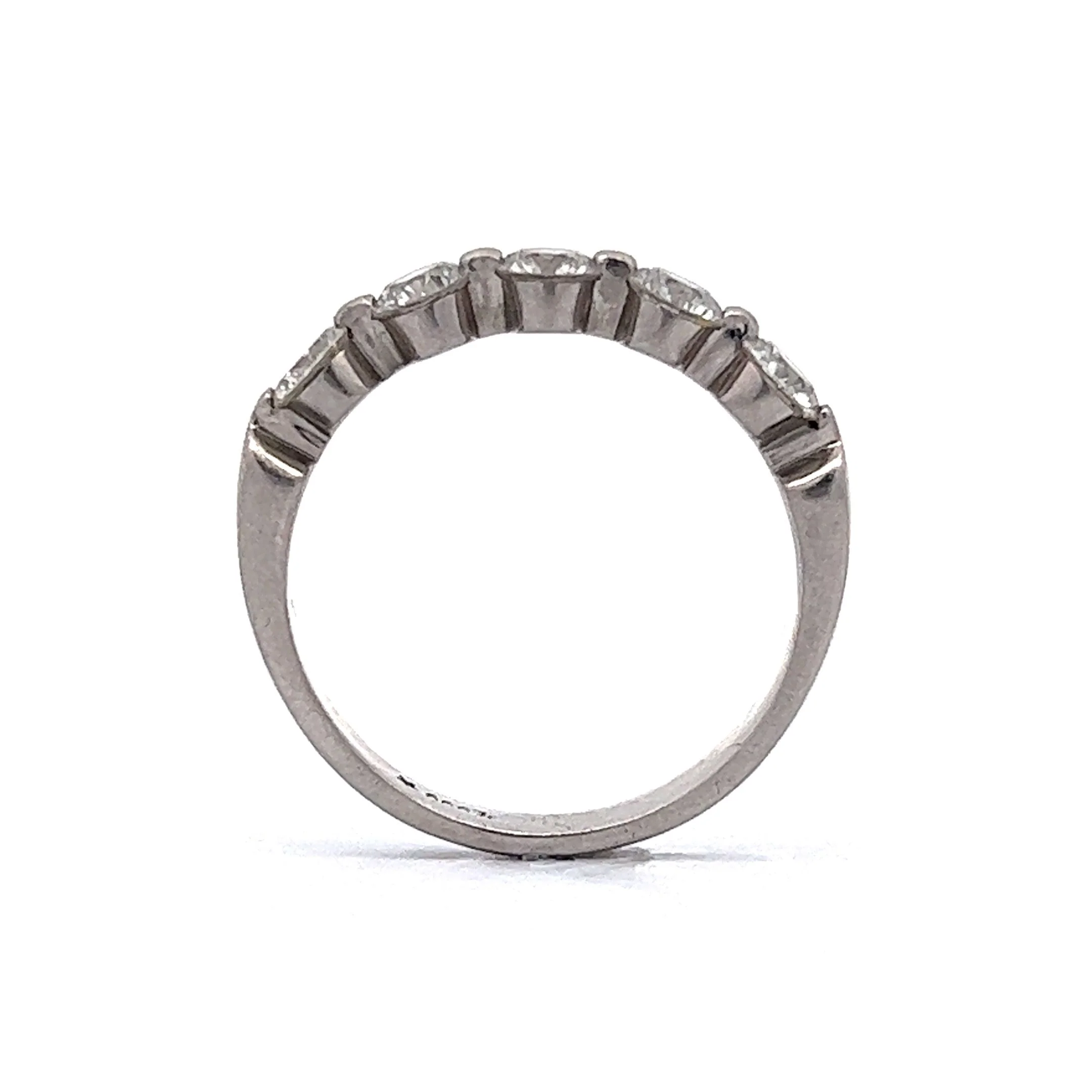 1.25 Diamond Five Stone Wedding Band in Platinum - Image 4