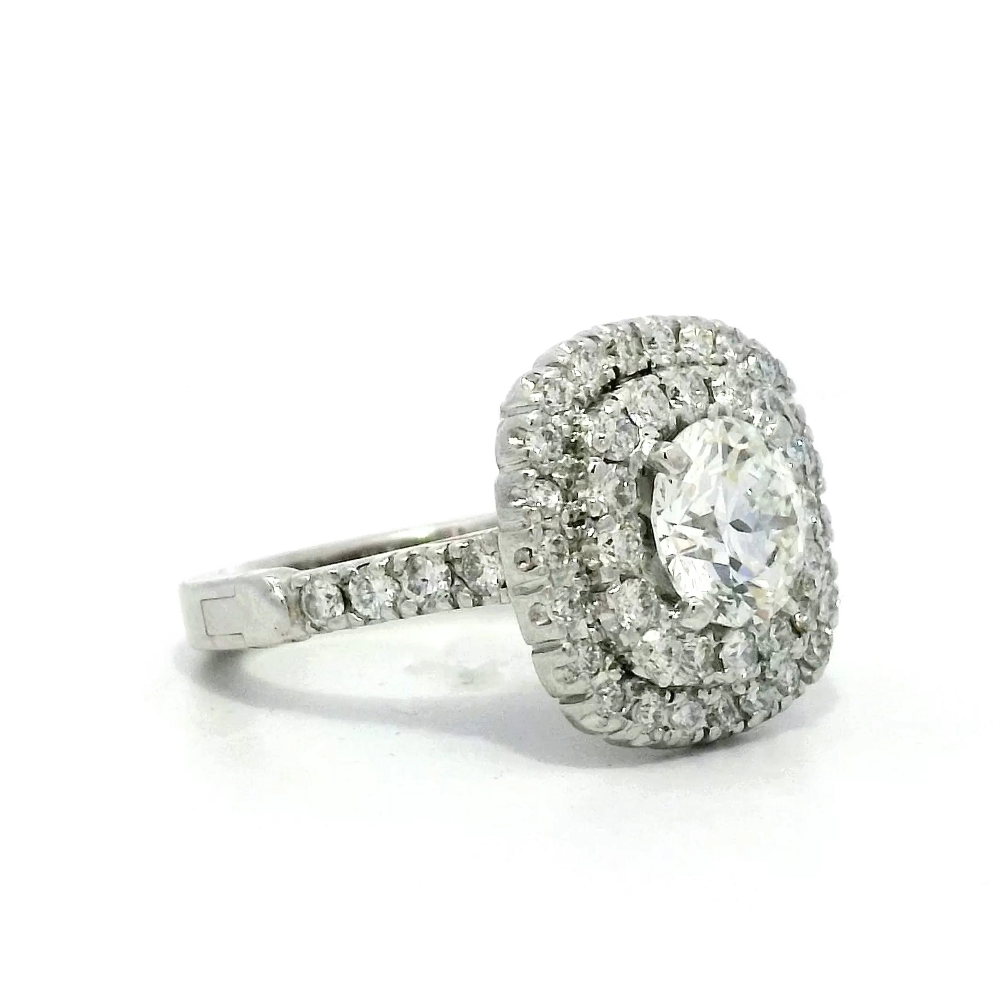 1.26 Diamond Halo Engagement Ring in 14k White Gold - Image 3