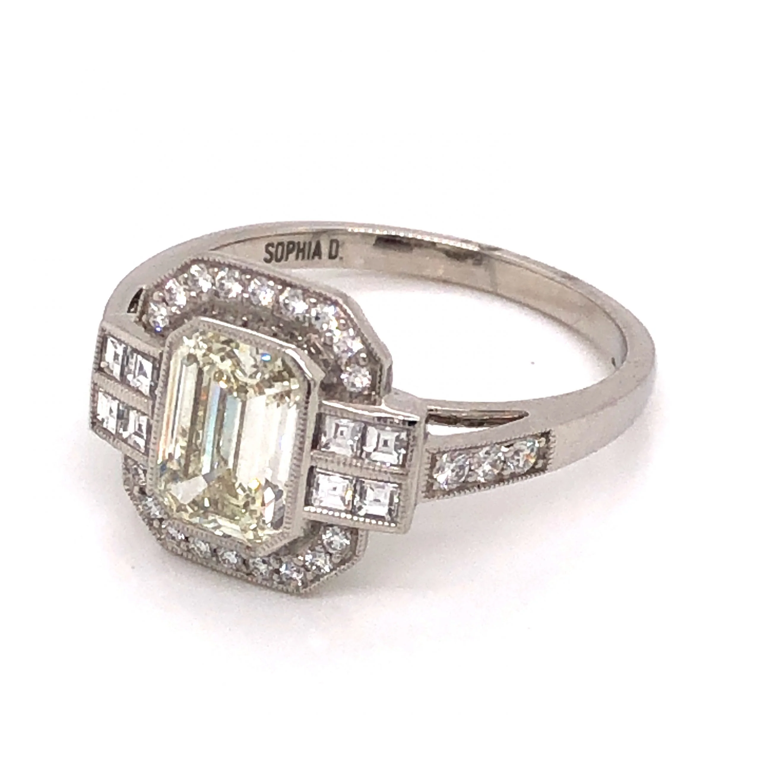 1.26 Emerald Cut Diamond Engagement Ring in Platinum - Image 2