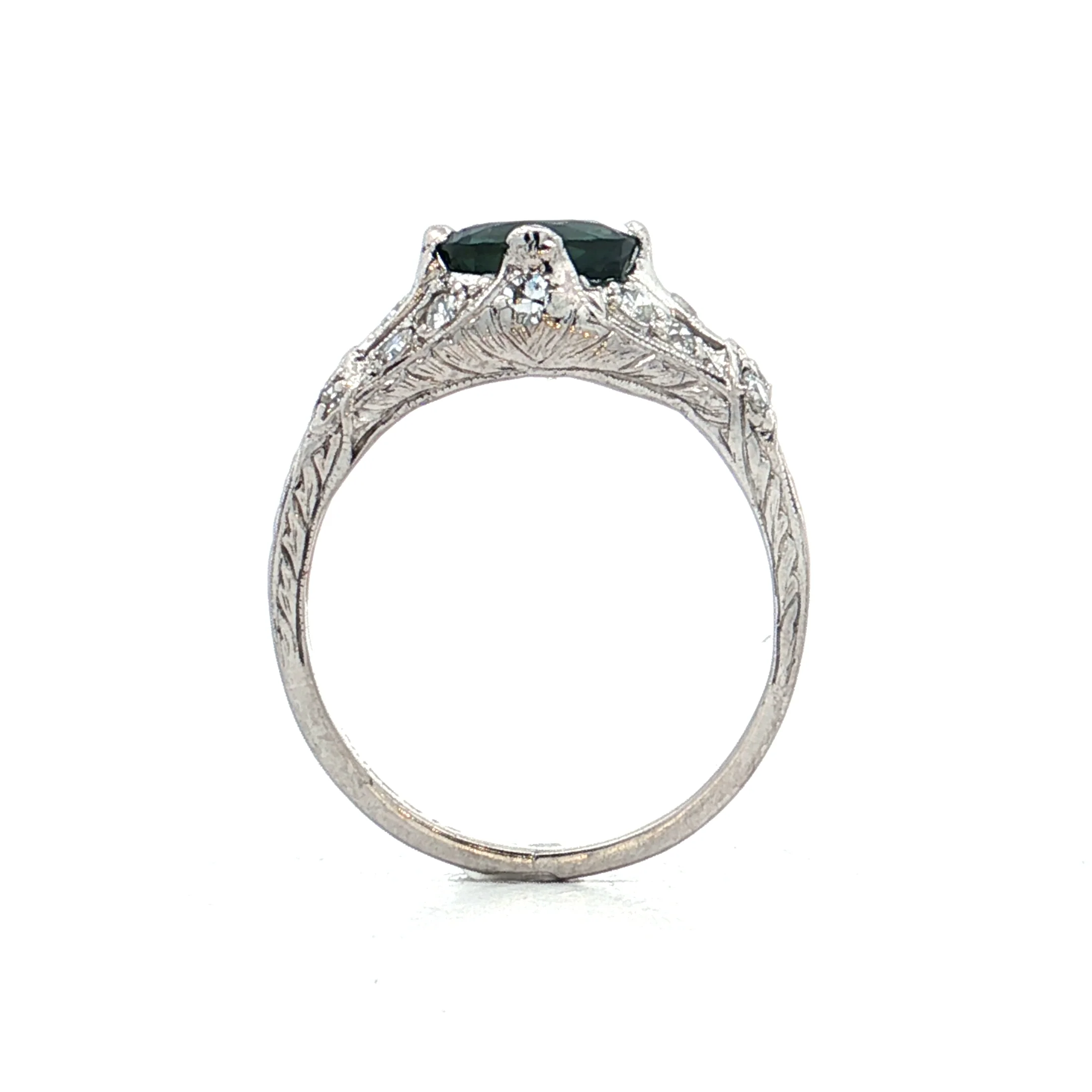 1.27 Antique Art Deco Tourmaline Engagement Ring Platinum - Image 4