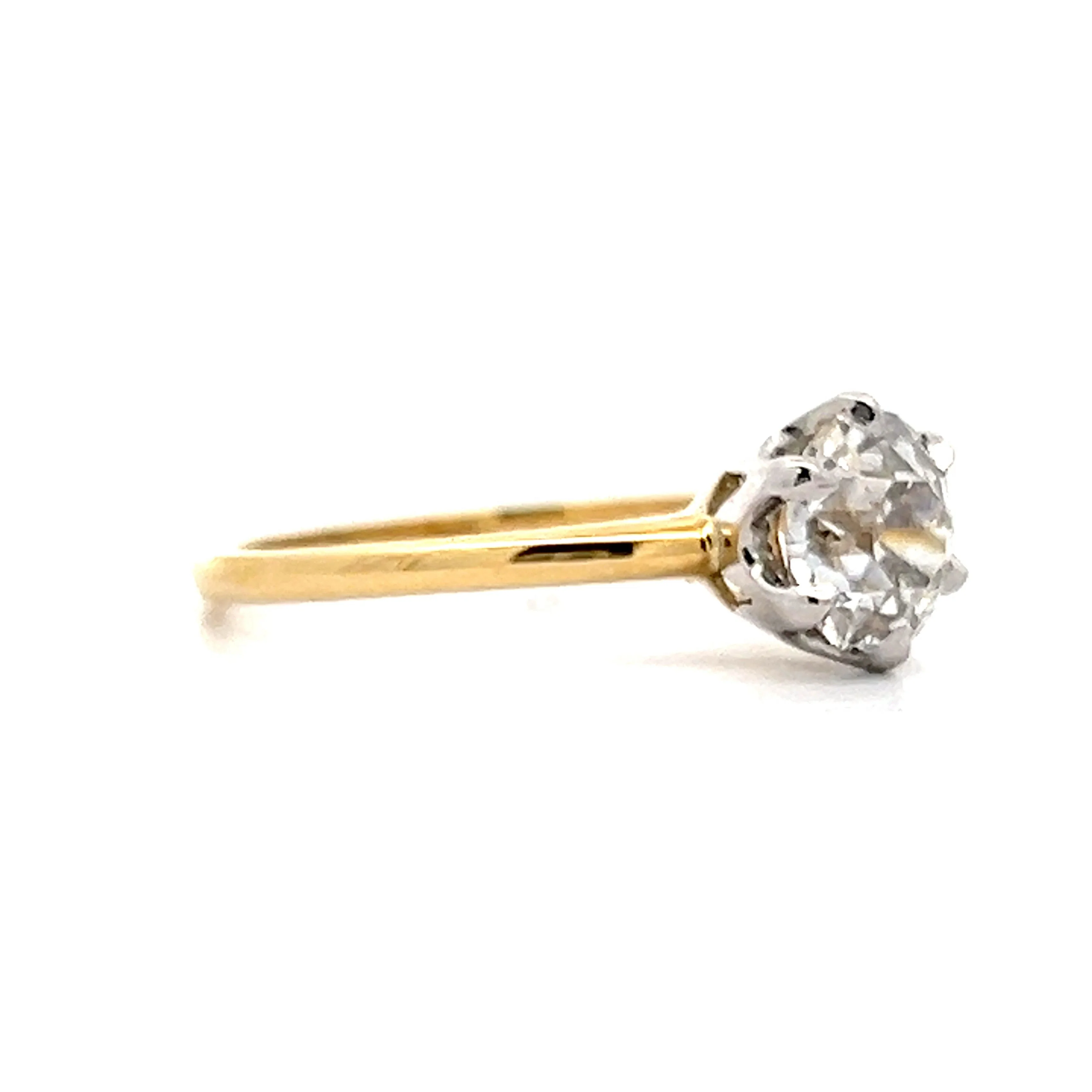 1.27 Antique Deco Solitaire Engagement Ring in Yellow Gold - Image 3