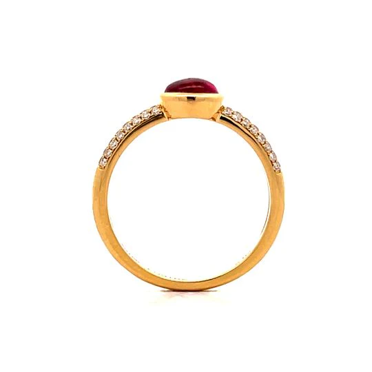 1.27 Bezel Ruby Stacking Ring in 18k Yellow Gold - Image 4