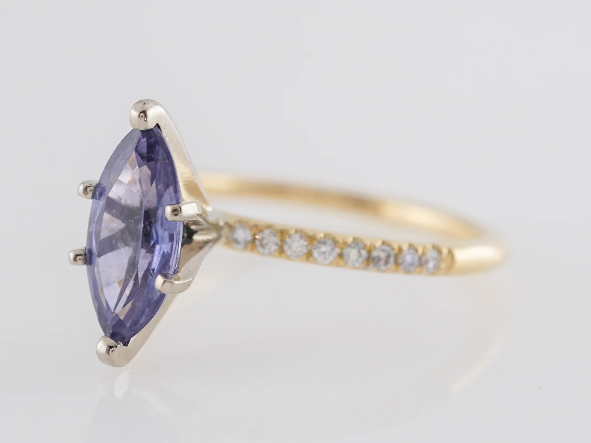 1.27 Marquise Cut Sapphire Engagement Ring in Yellow Gold - Image 2