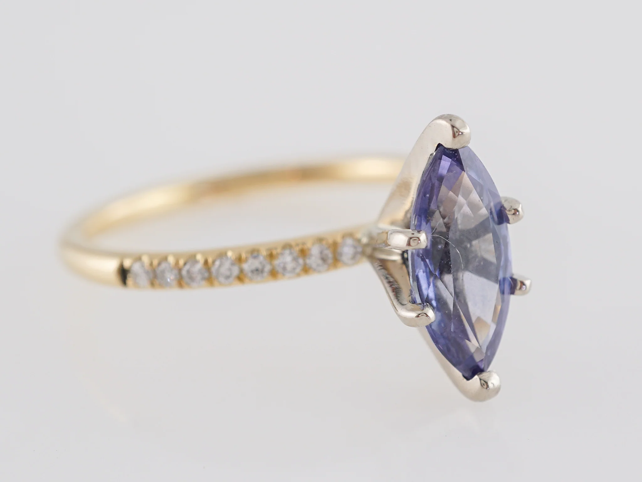 1.27 Marquise Cut Sapphire Engagement Ring in Yellow Gold - Image 3