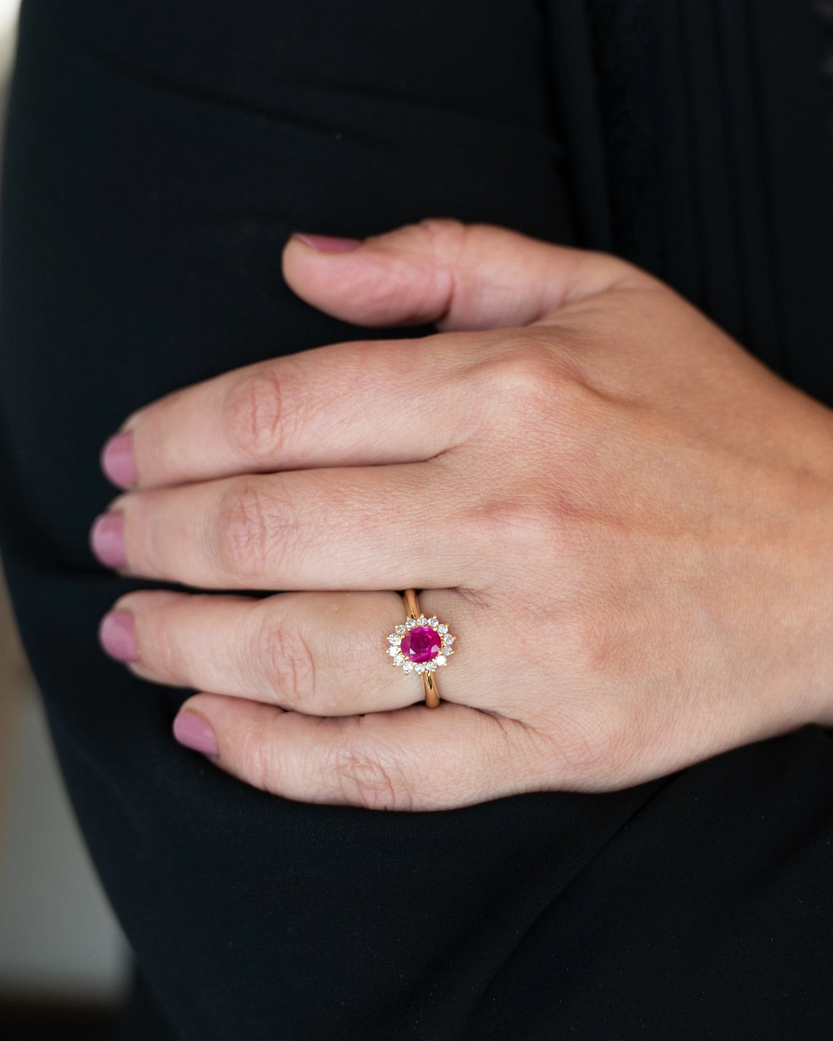 1.27 Ruby & Diamond Halo Engagement Ring in 18k - Image 7
