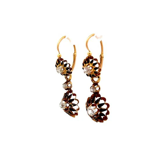 1.27 Victorian Day and Night Earrings in 18k Yellow Gold - Image 2