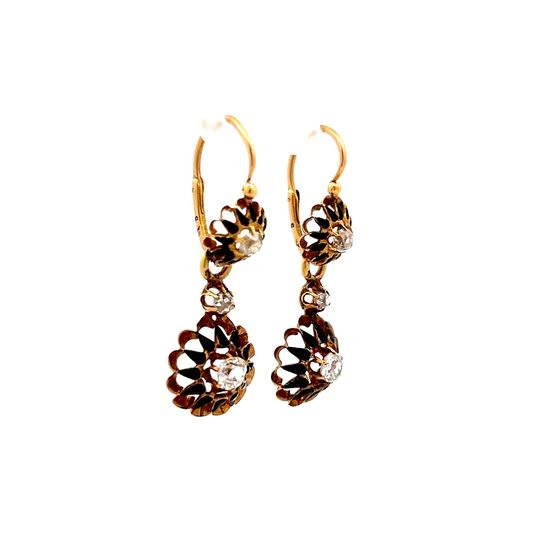 1.27 Victorian Day and Night Earrings in 18k Yellow Gold - Image 3