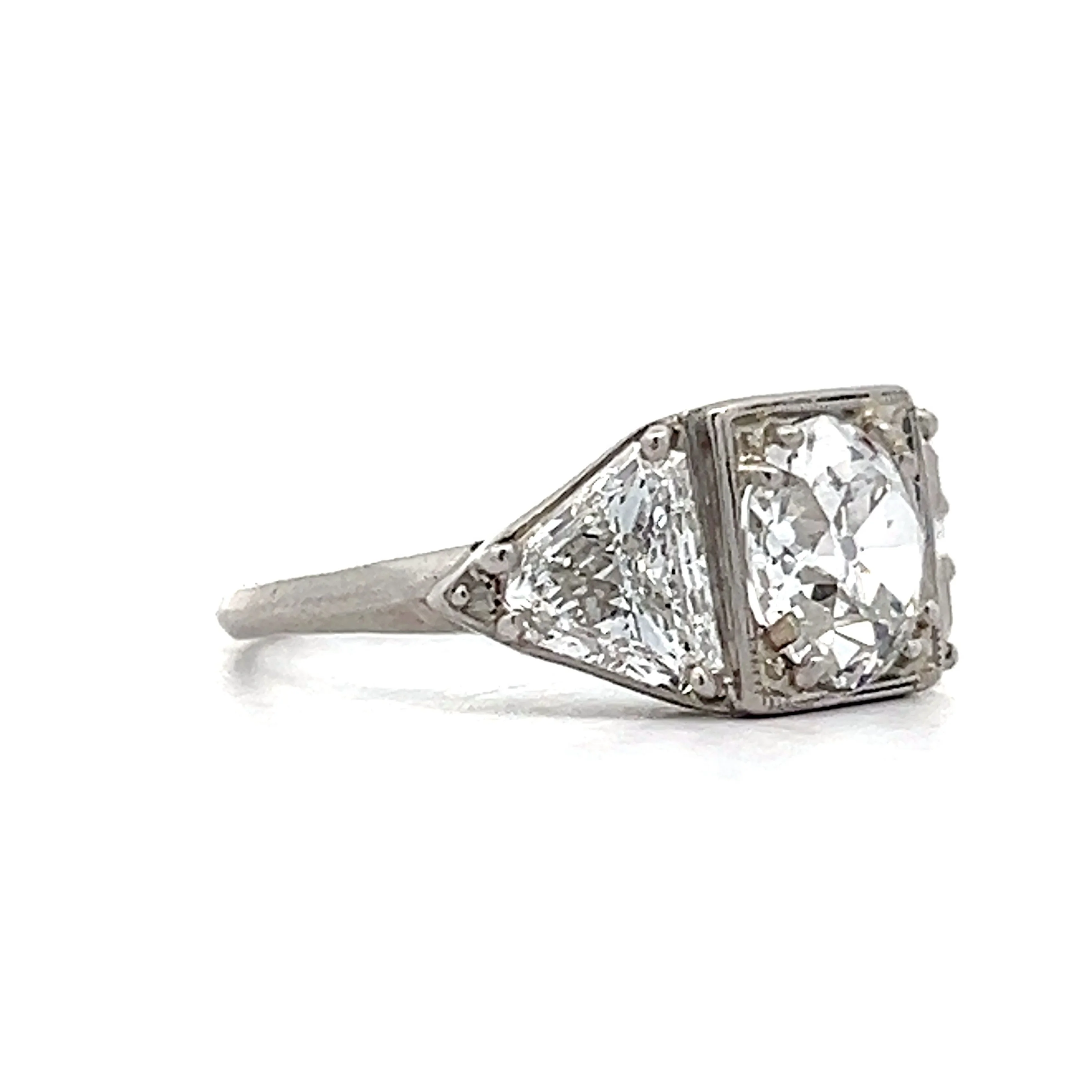 1.28 Art Deco Three Stone Engagement Ring in Platinum - Image 3