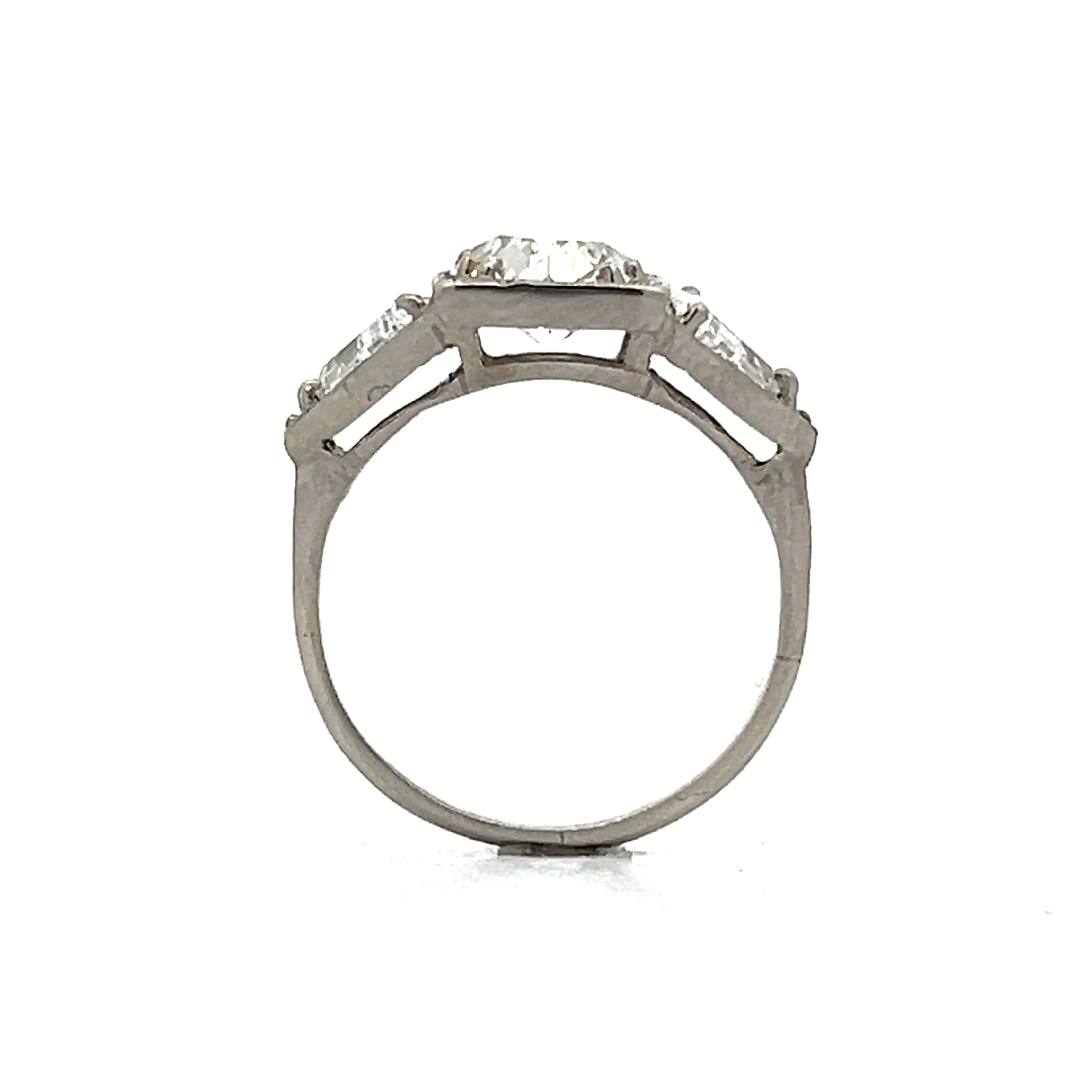 1.28 Art Deco Three Stone Engagement Ring in Platinum - Image 4
