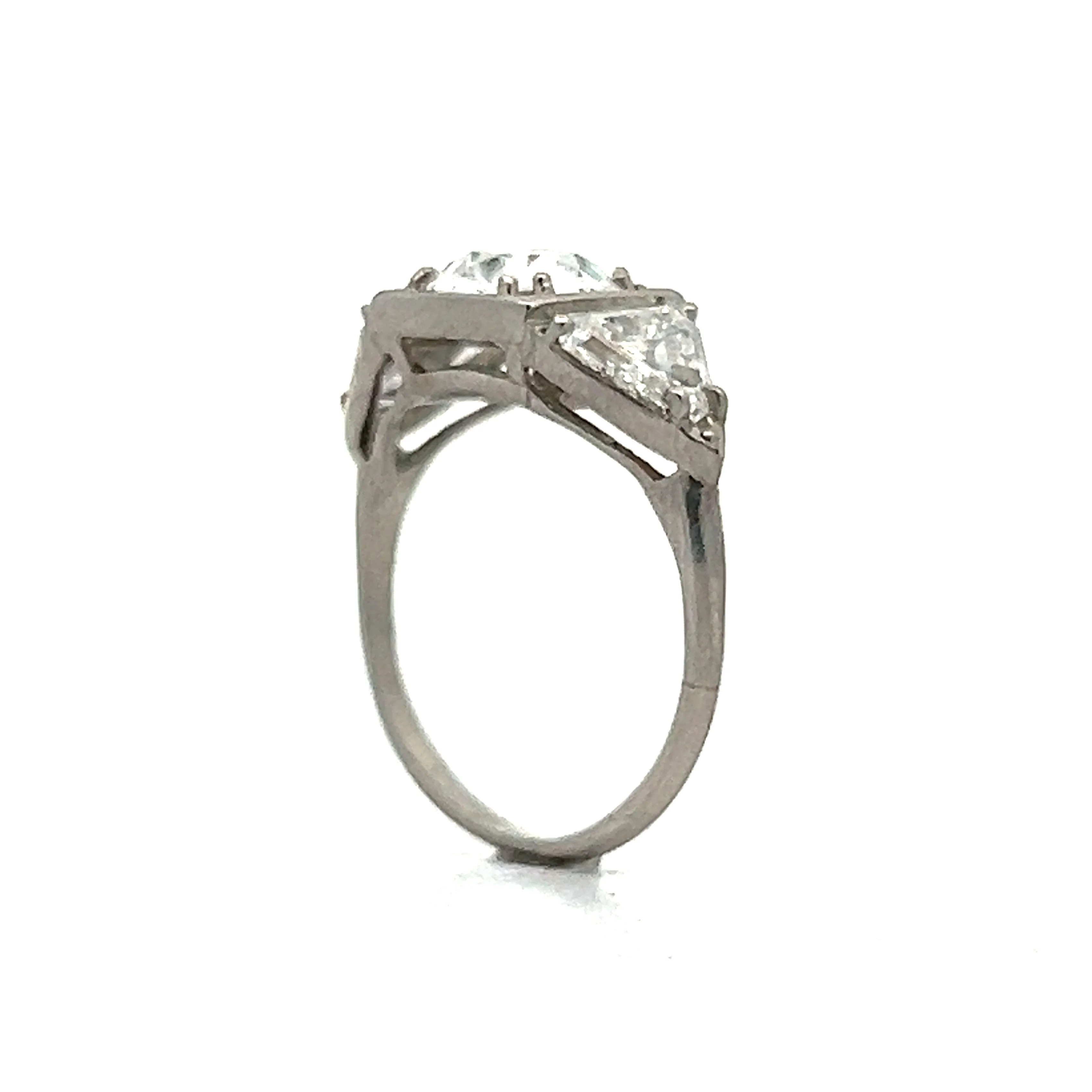1.28 Art Deco Three Stone Engagement Ring in Platinum - Image 5