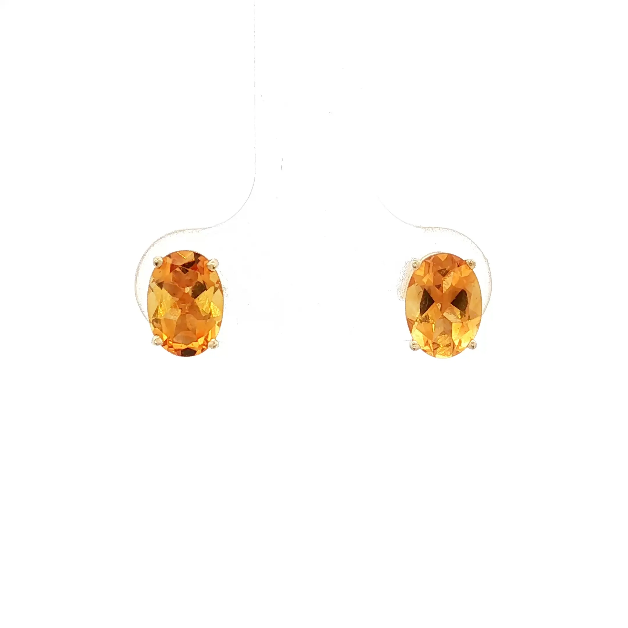 1.28 Oval Citrine Stud Earrings in 14k Yellow Gold