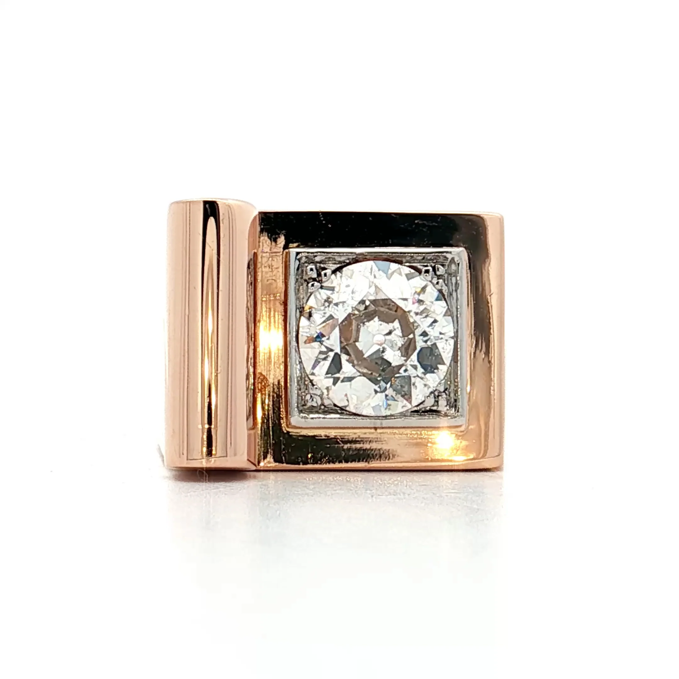 1.29 Vintage Old Euro Diamond Cocktail Ring 14k