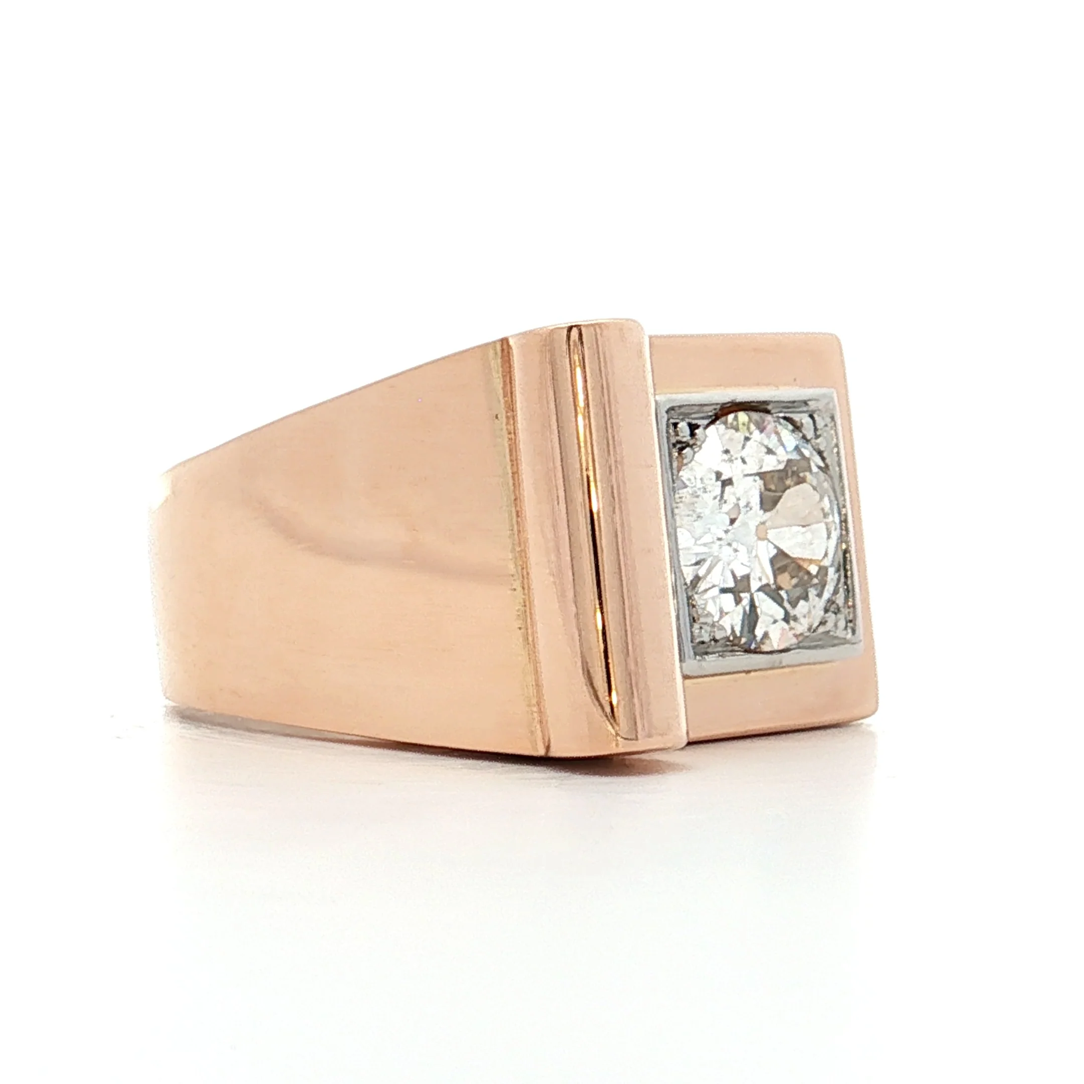 1.29 Vintage Old Euro Diamond Cocktail Ring 14k - Image 3