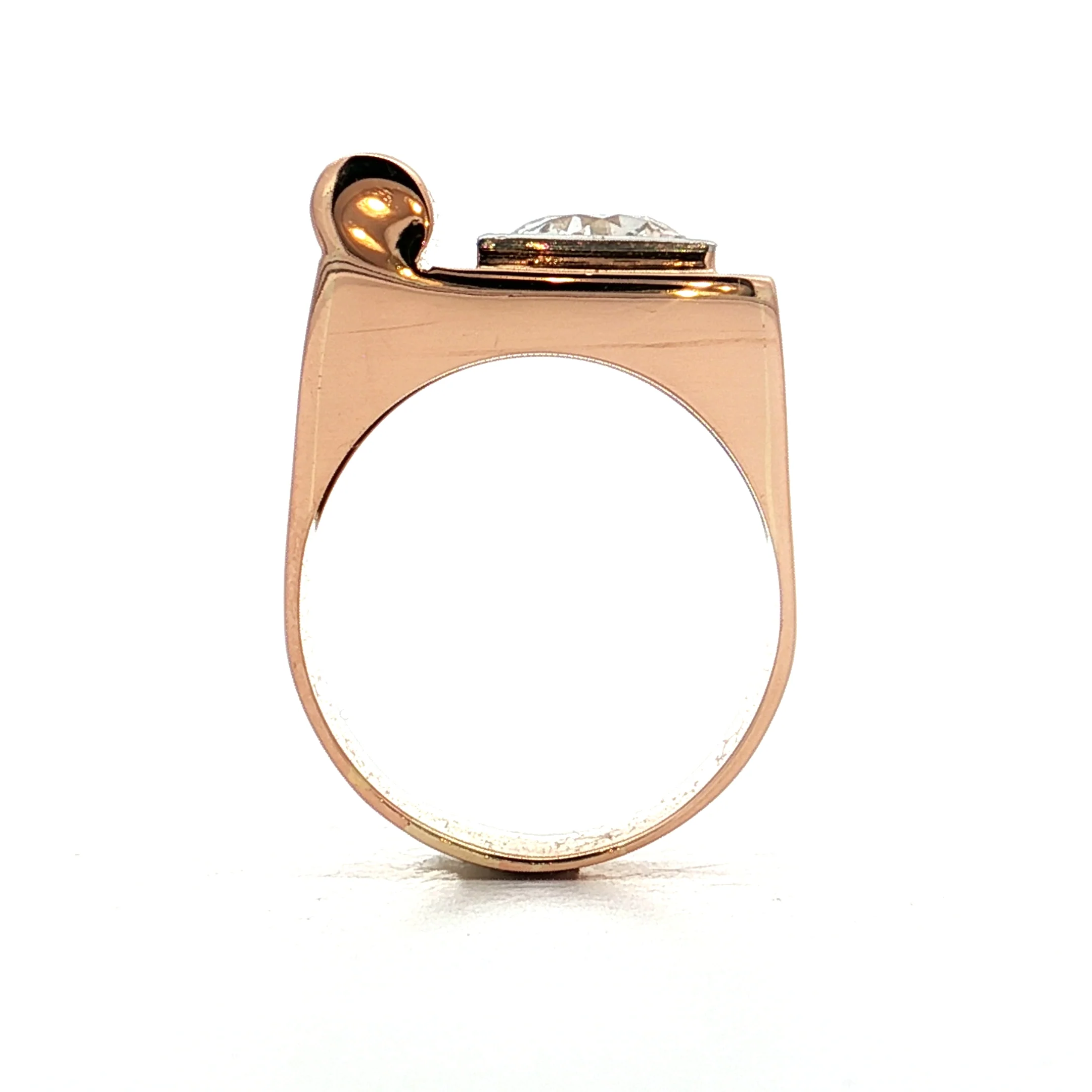 1.29 Vintage Old Euro Diamond Cocktail Ring 14k - Image 4