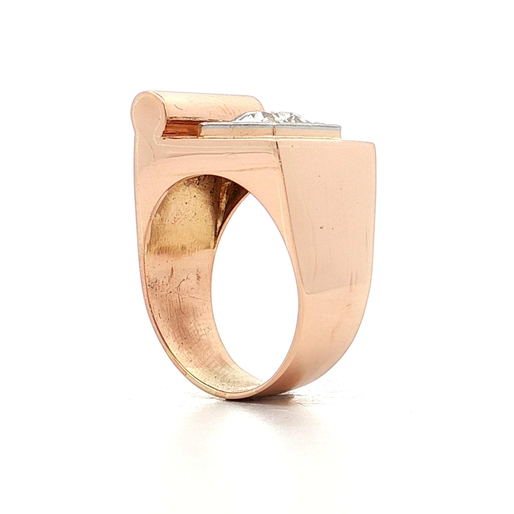 1.29 Vintage Old Euro Diamond Cocktail Ring 14k - Image 5