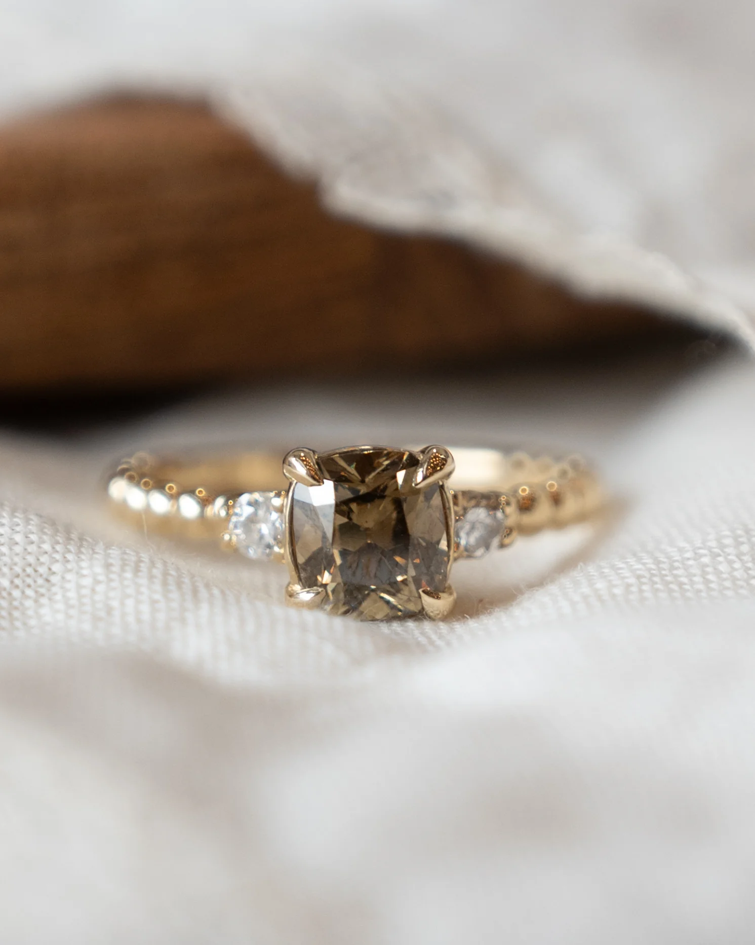 1.30 Brown Diamond Three Stone Engagement Ring 14k - Image 6