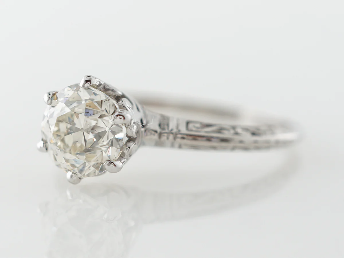 1.30 Carat Antique Diamond Solitaire Engagement Ring w/ Engraving - Image 2