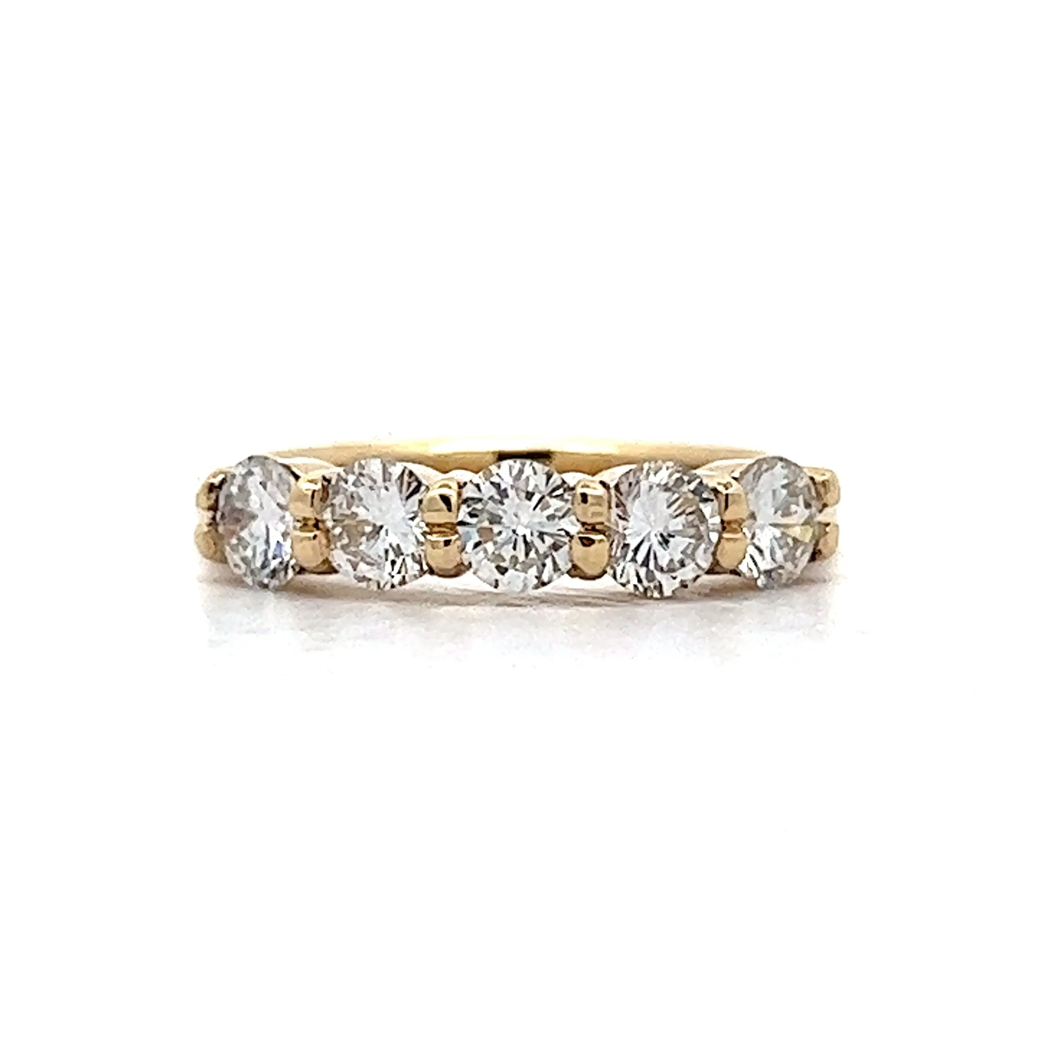 1.30 Diamond Five Stone Wedding Band in Yellow Gold