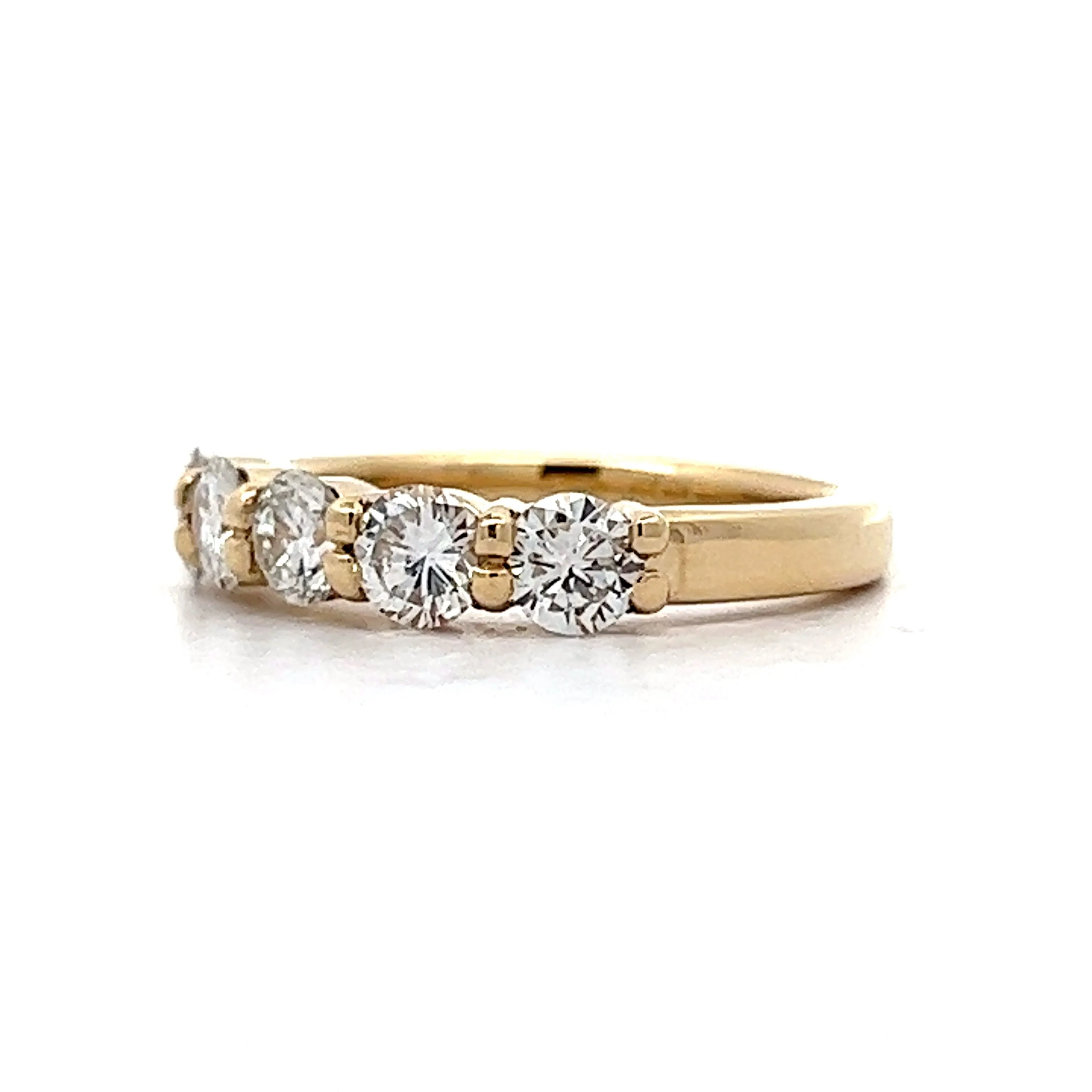1.30 Diamond Five Stone Wedding Band in Yellow Gold - Image 2