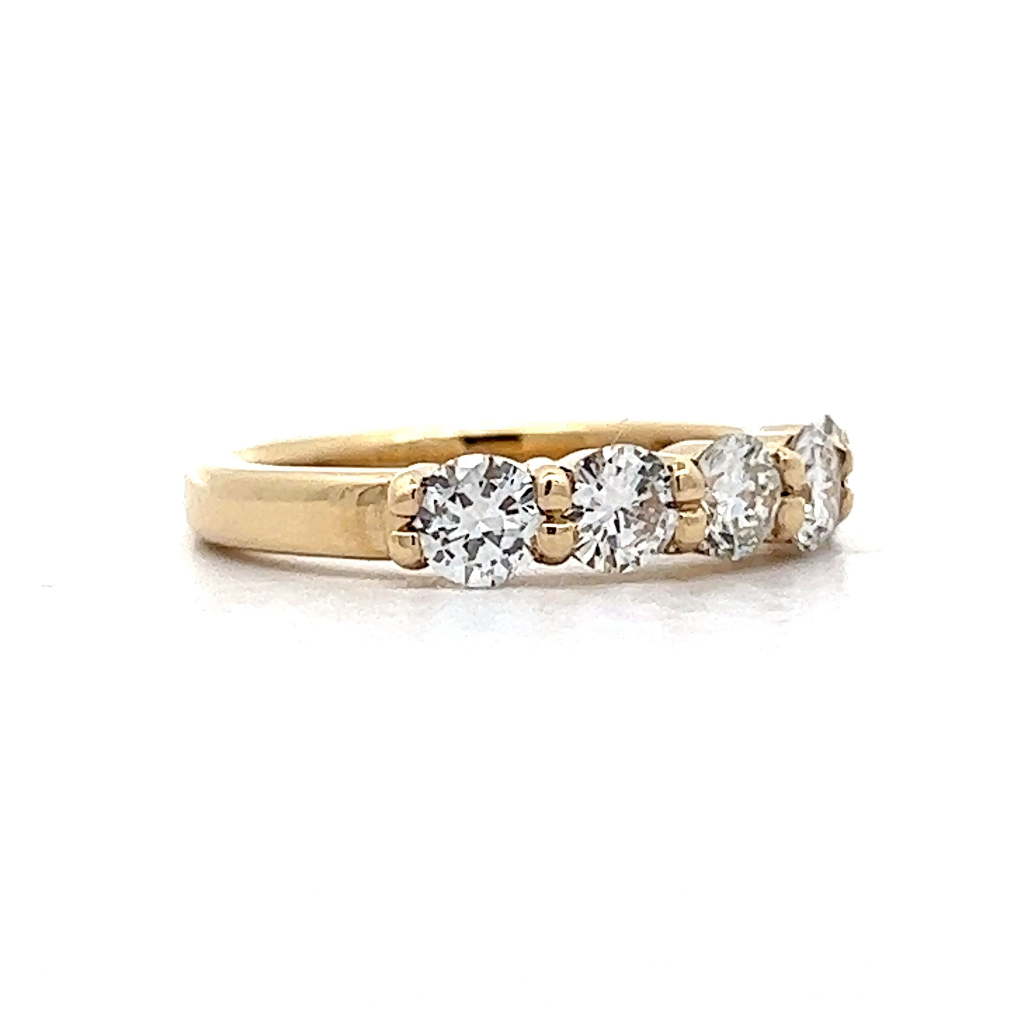 1.30 Diamond Five Stone Wedding Band in Yellow Gold - Image 3