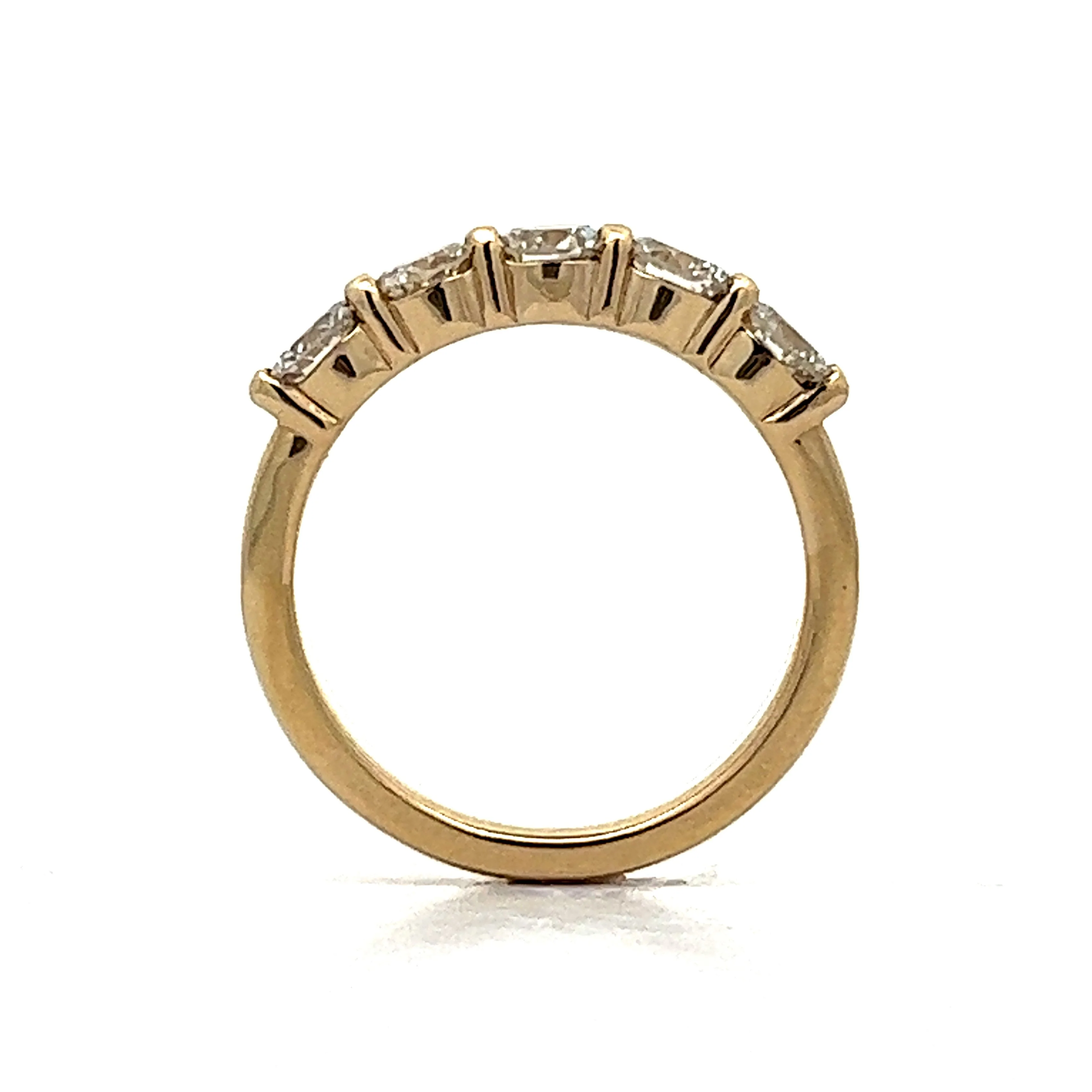1.30 Diamond Five Stone Wedding Band in Yellow Gold - Image 4