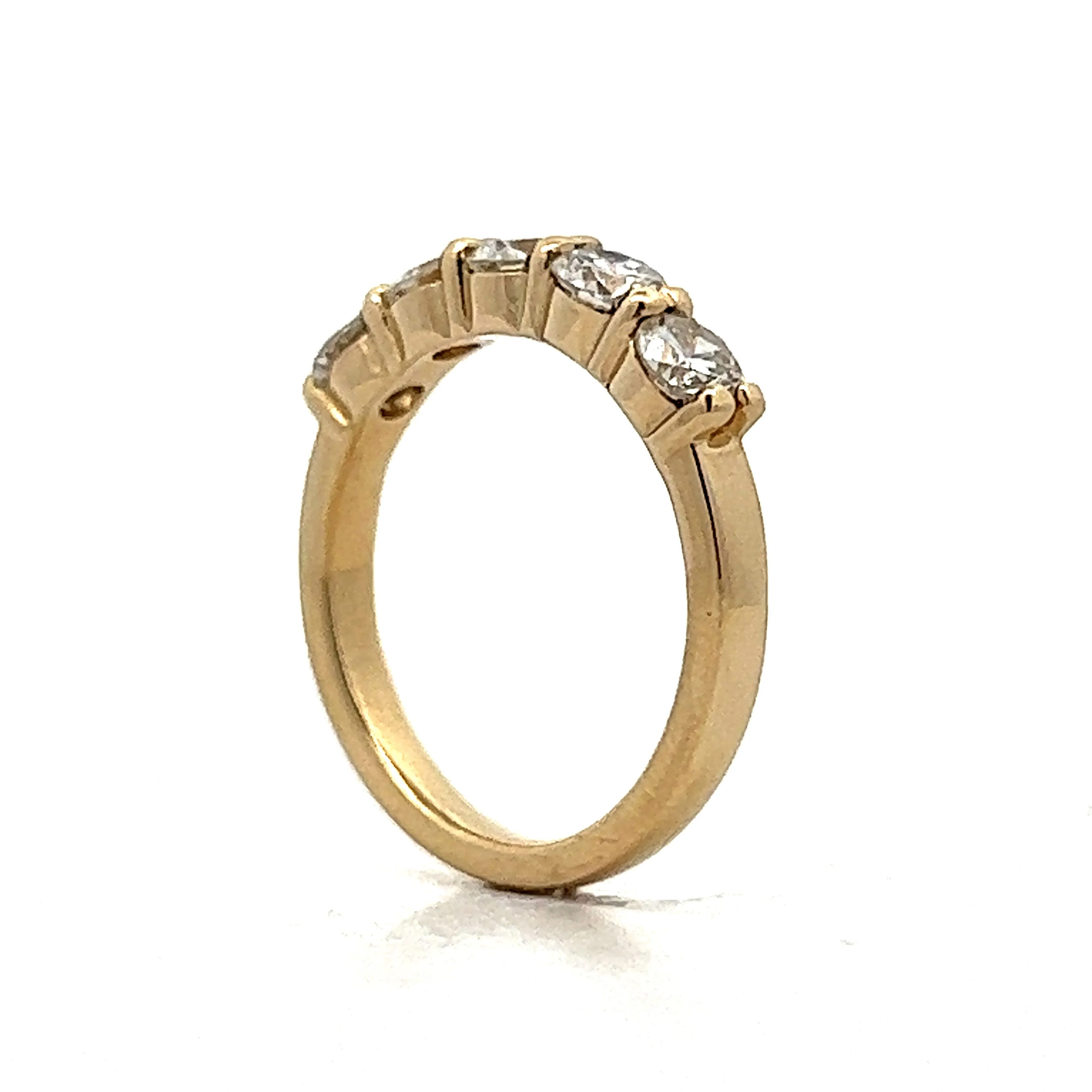 1.30 Diamond Five Stone Wedding Band in Yellow Gold - Image 5