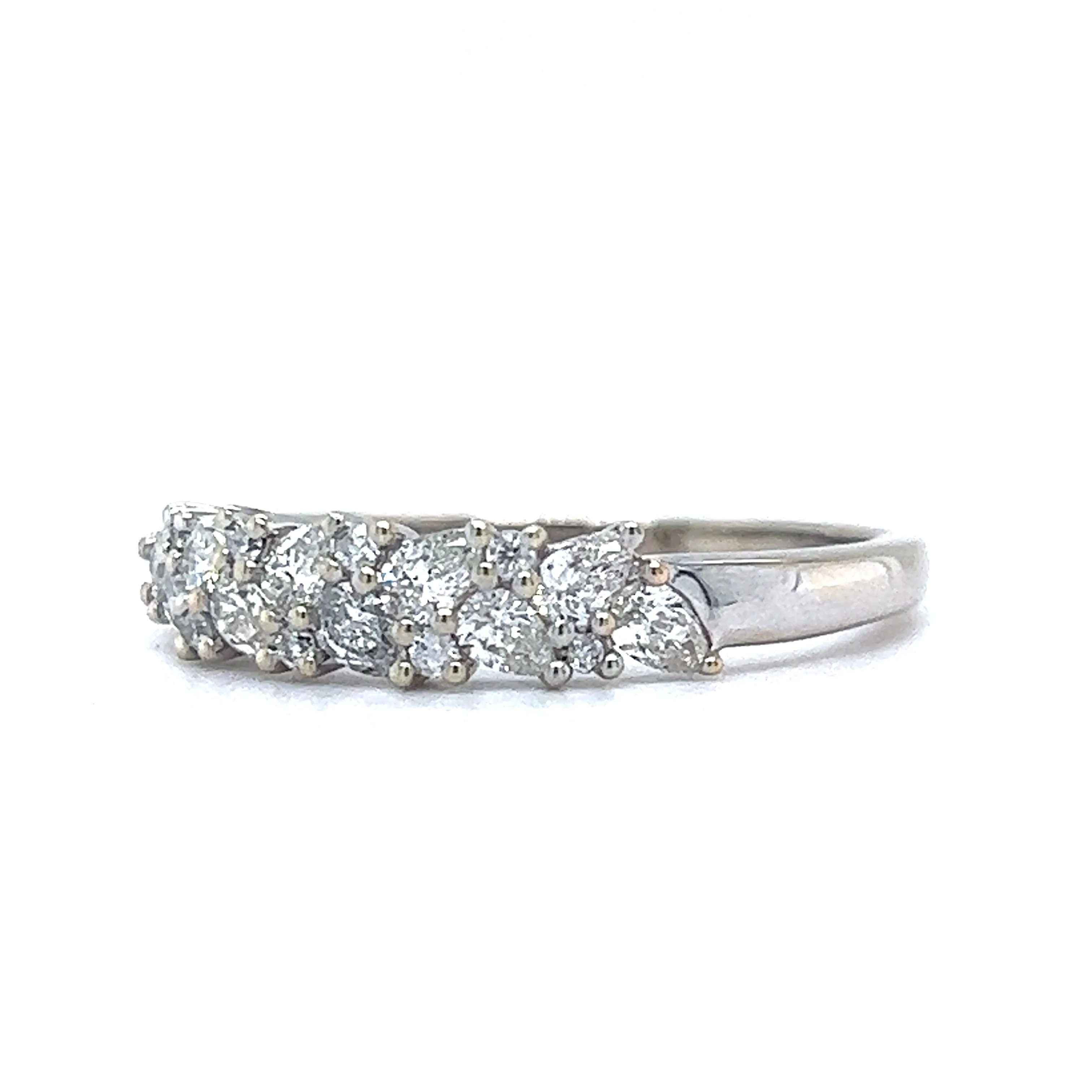 1.30 Pear & Round Brilliant Diamond Wedding Band in 14k White Gold - Image 2