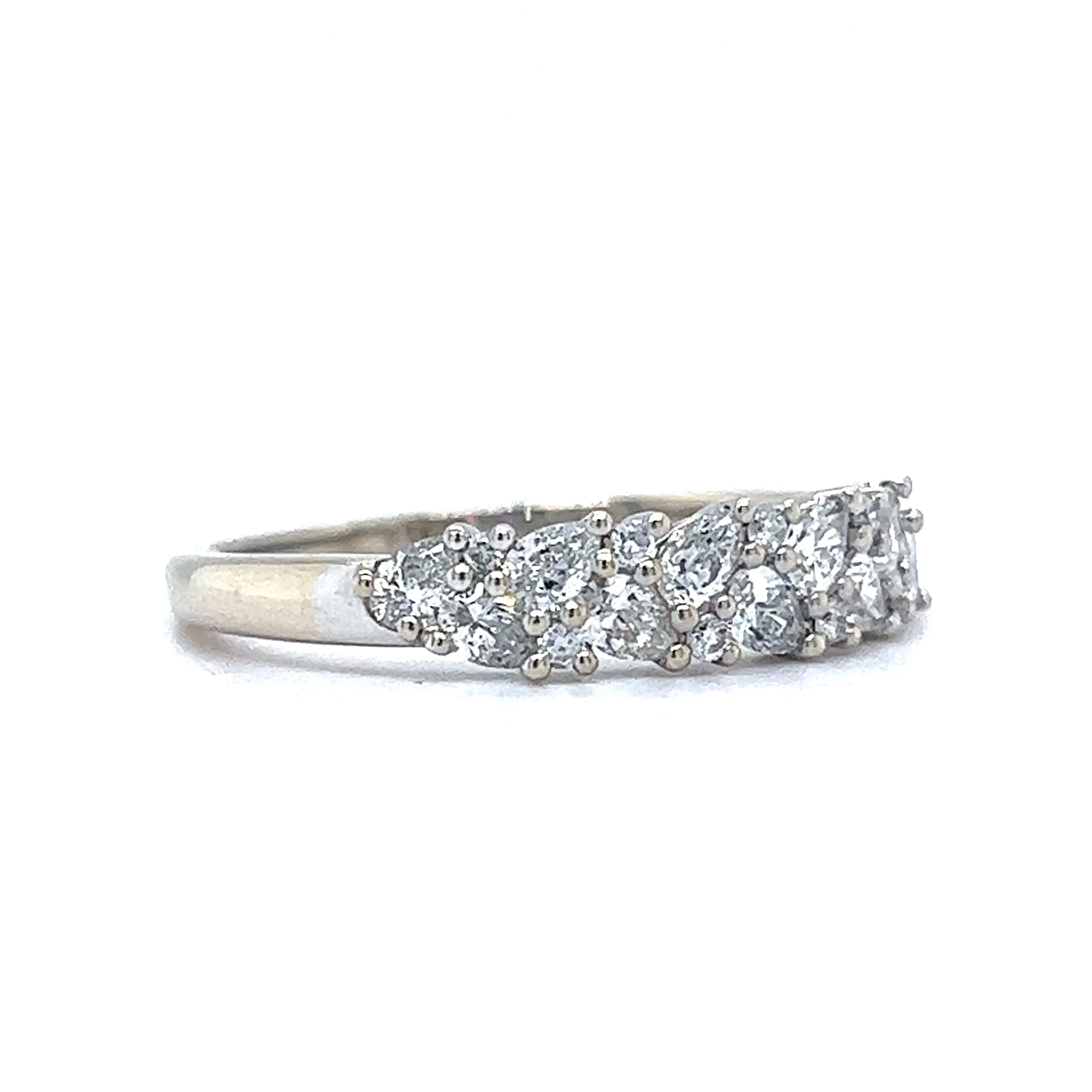 1.30 Pear & Round Brilliant Diamond Wedding Band in 14k White Gold - Image 3