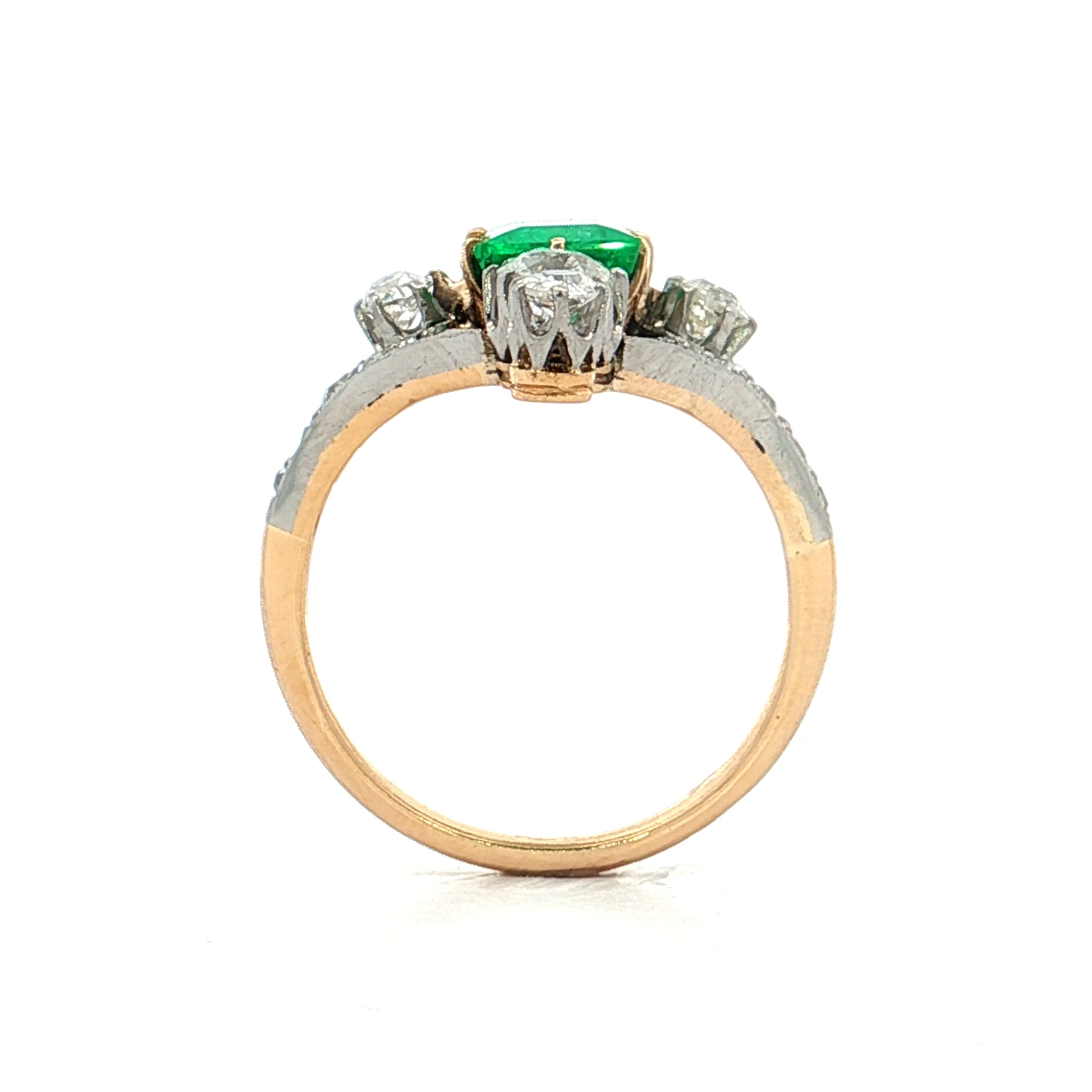 1.30 Edwardian Emerald & Diamond Cocktail Ring Platinum - Image 4