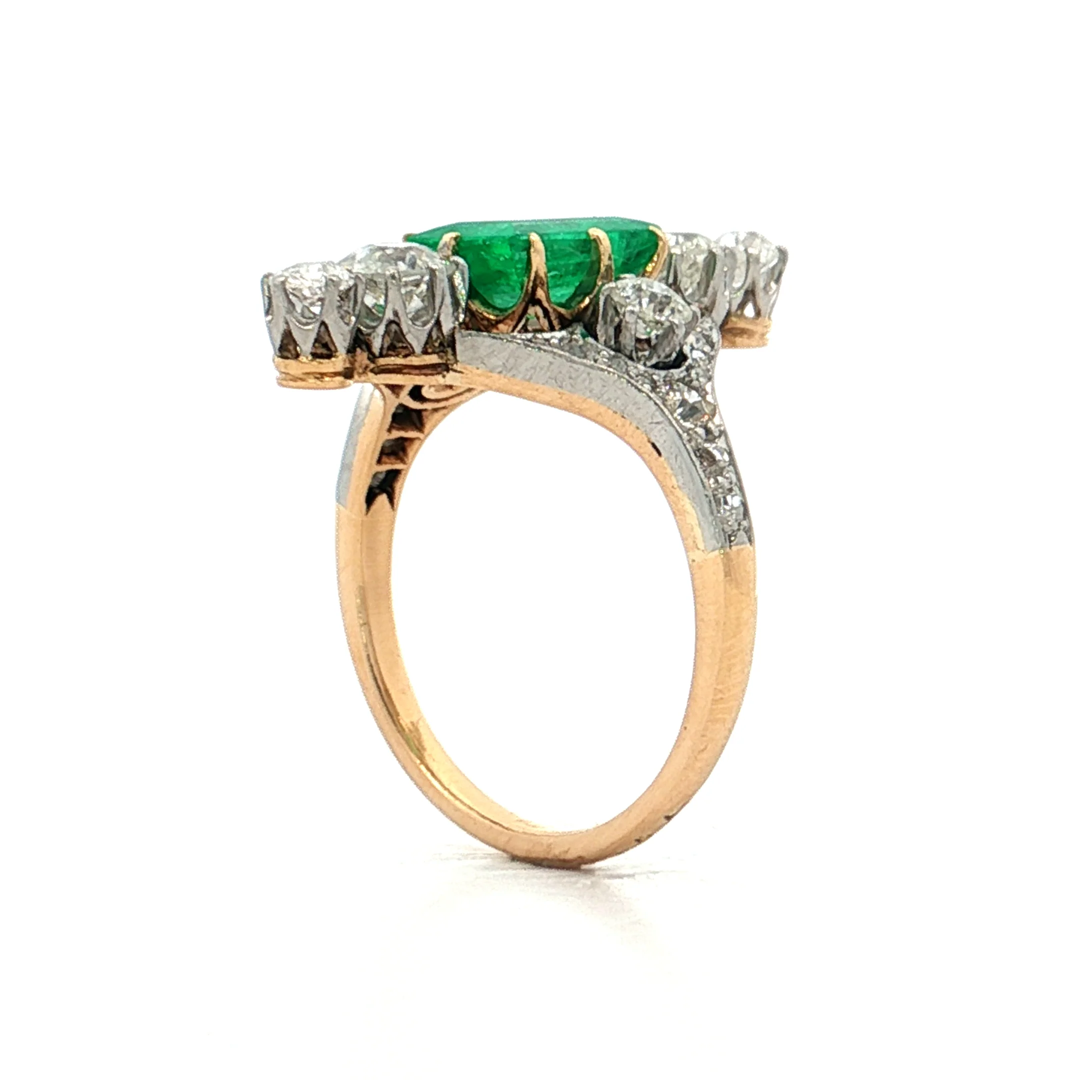 1.30 Edwardian Emerald & Diamond Cocktail Ring Platinum - Image 5