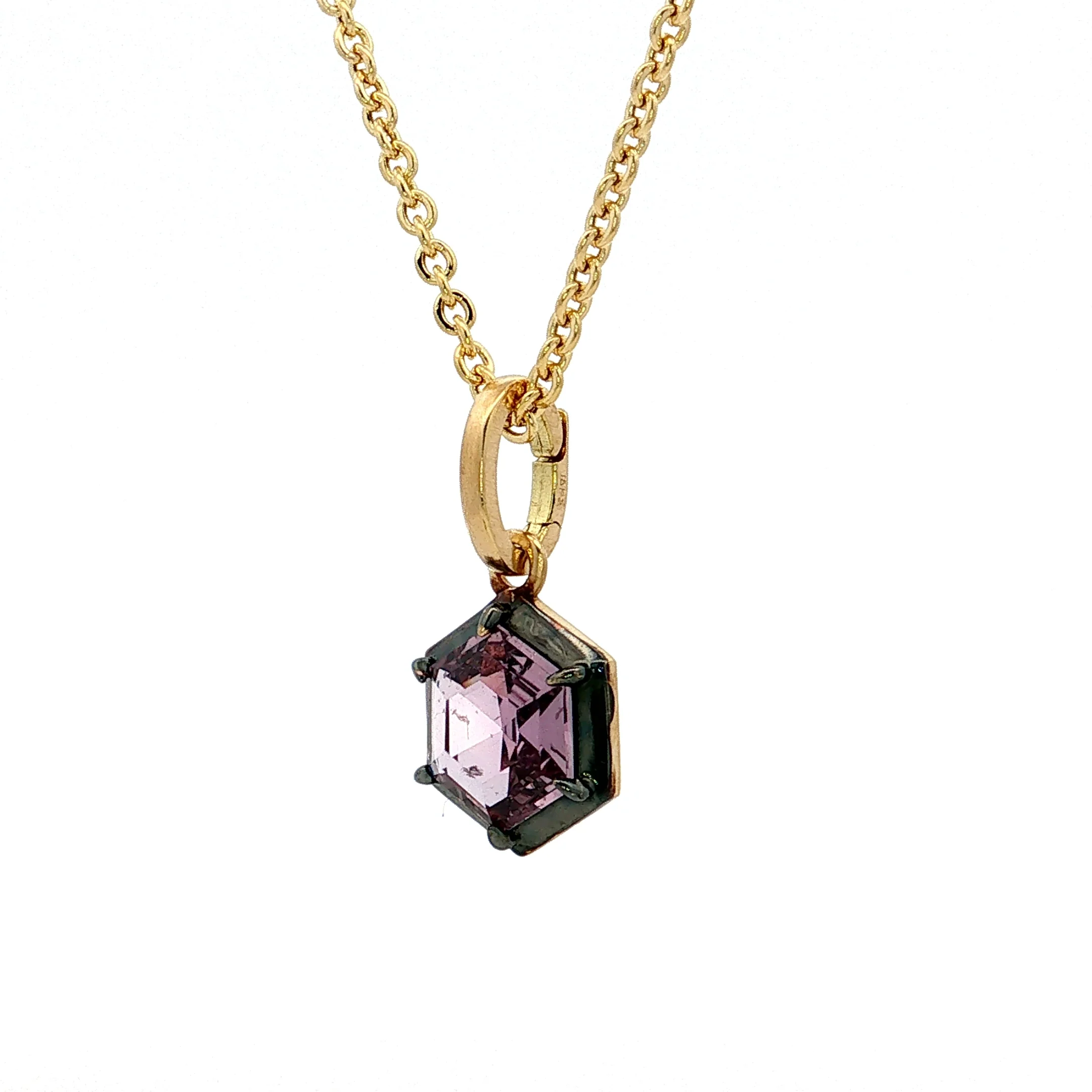 1.30 Hexagon Sapphire Pendant Necklace 18k & 14k - Image 2