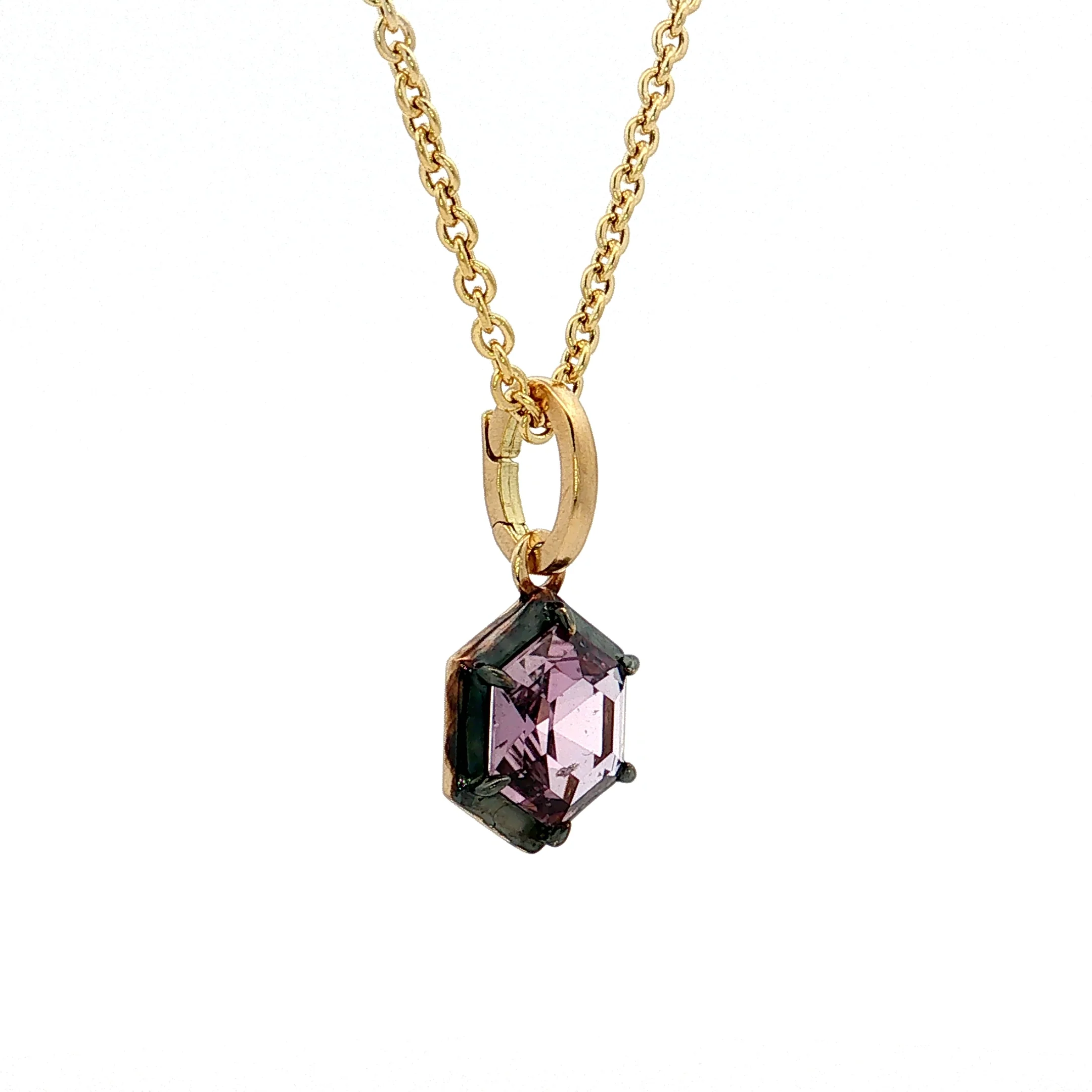 1.30 Hexagon Sapphire Pendant Necklace 18k & 14k - Image 3