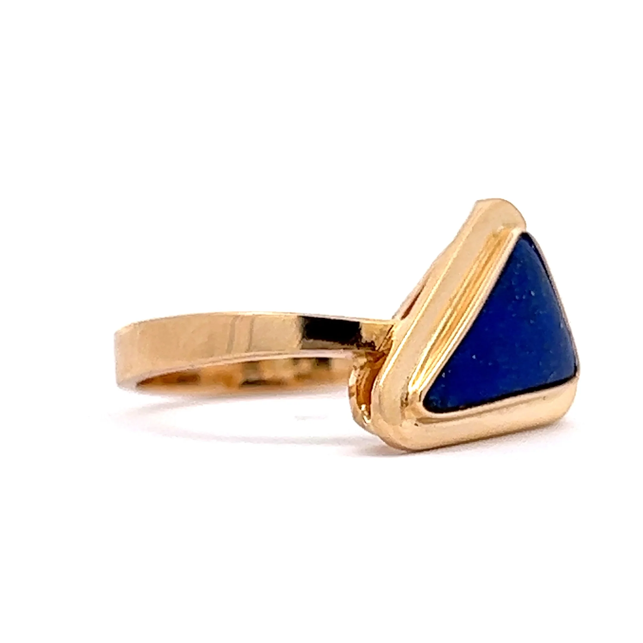 Bezel Set Lapis Lazuli Cocktail Ring in 14k Yellow Gold - Image 3