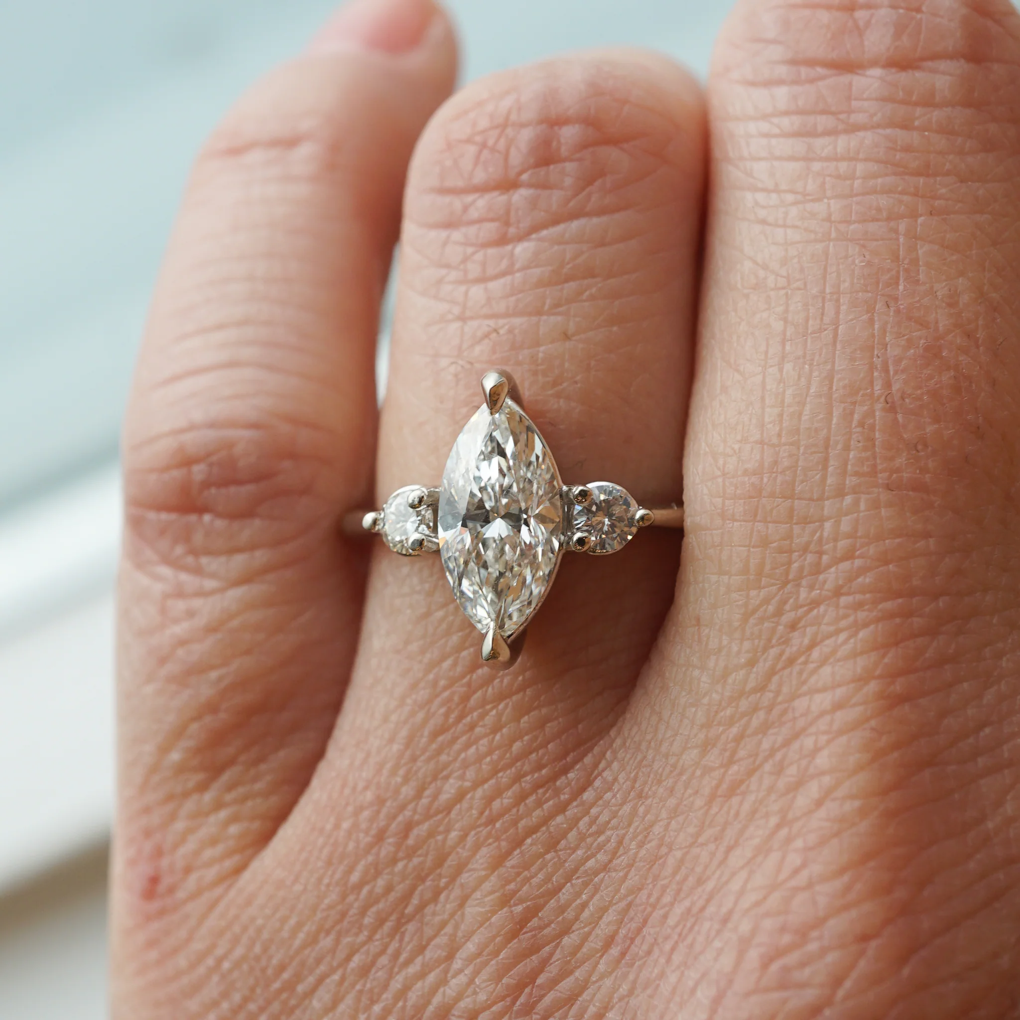 1.30 Marquise Diamond Engagement Ring in 14k White Gold - Image 5