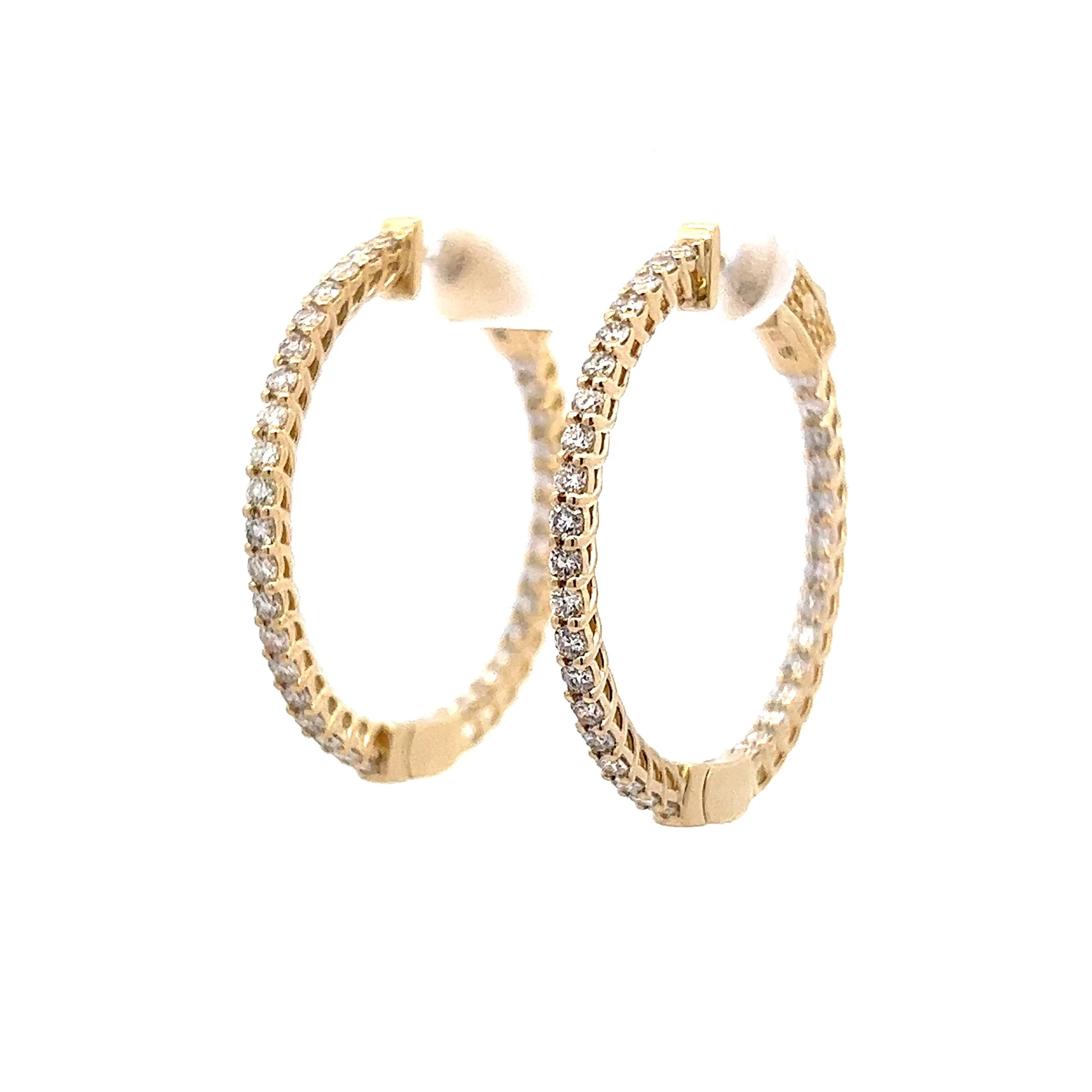 Inside Out Diamond Hoop Earrings in 14k Yellow Gold - Image 2